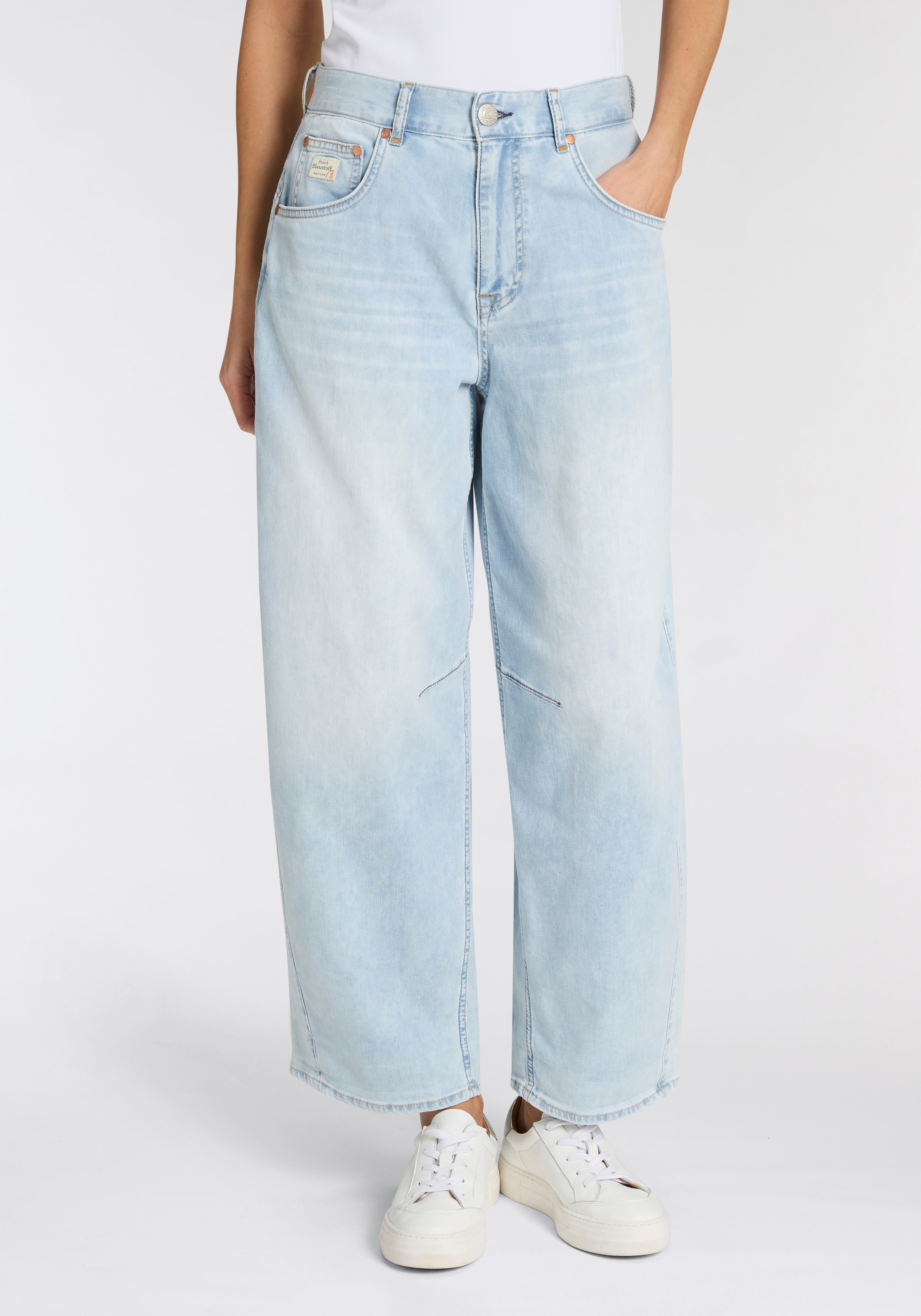 Image of Herrlicher Loose-fit-Jeans "Barrow Denim Light" Cropped