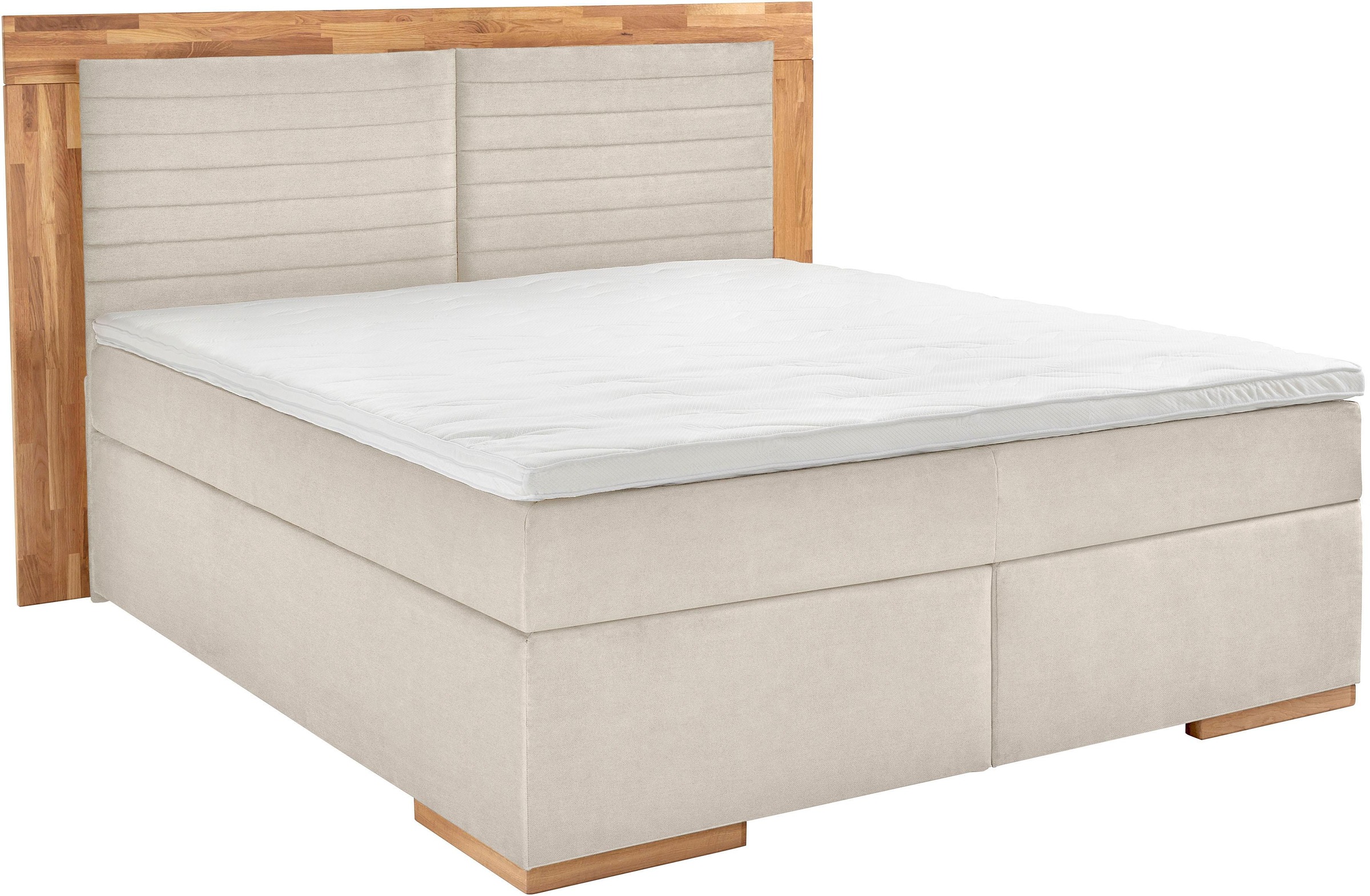 Home affaire Lit boxspring »Cup« mit Massivholzrahmen, mit Topper, in 2 Härtegraden, in 3 Breiten