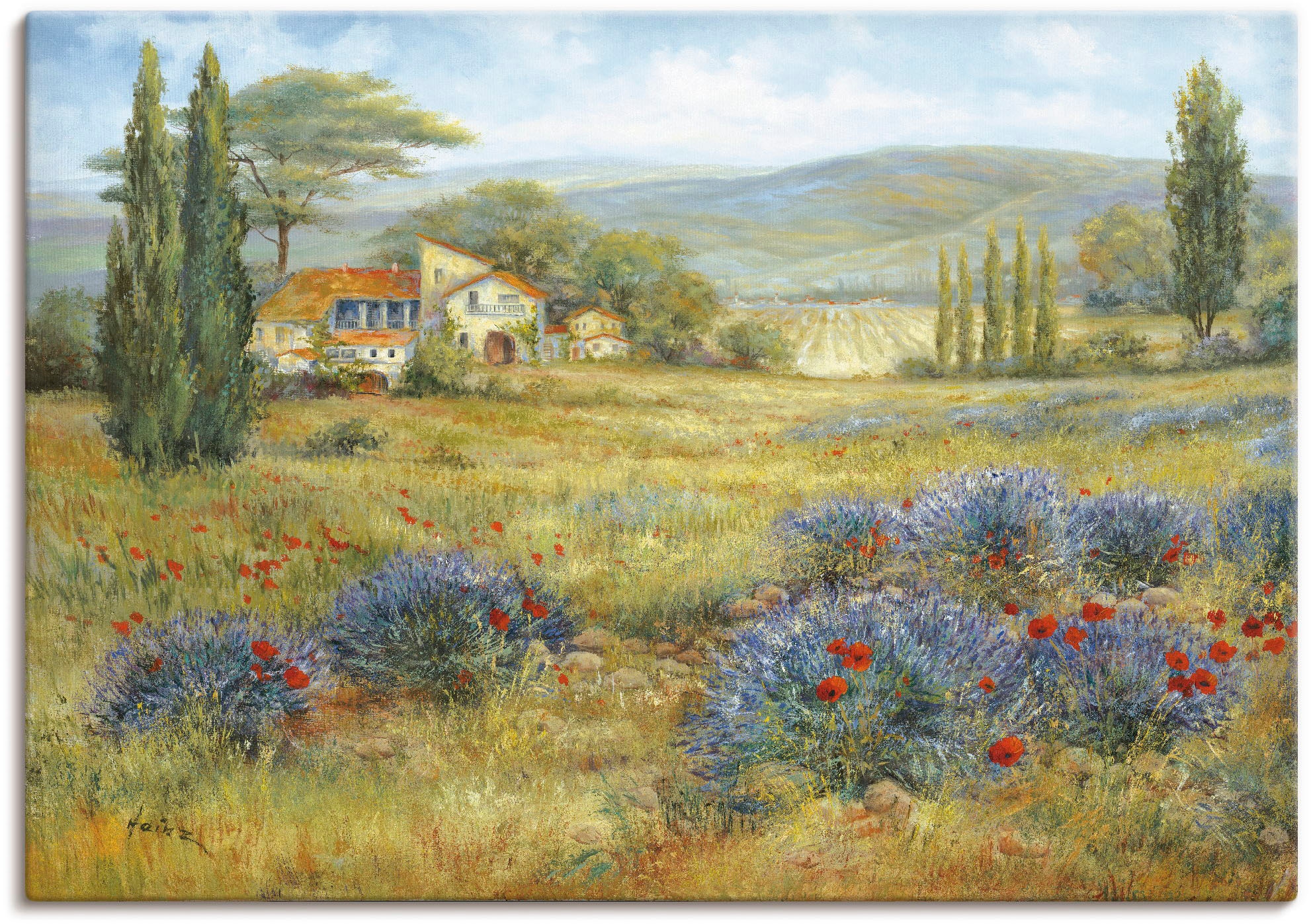 Image of Artland Leinwandbild "Provence Lavendelwiese" Bilder von Europa 1 Stk. tlg. auf Holzrahmen gespannt