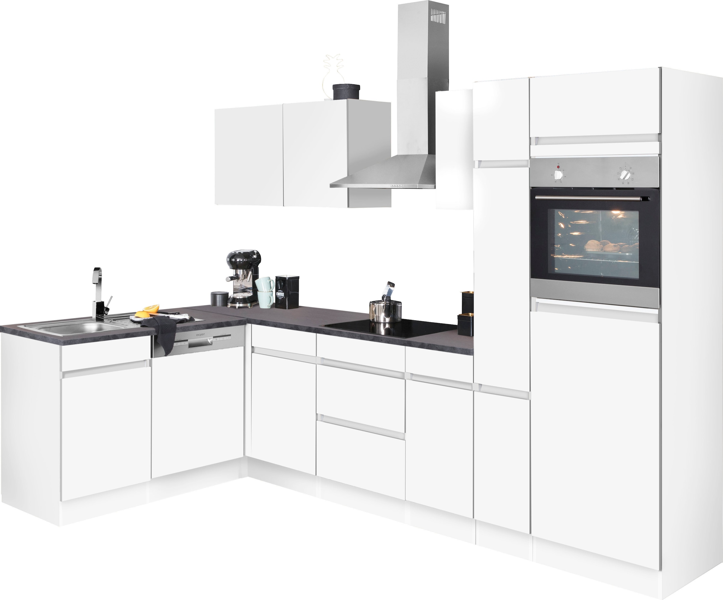 OPTIFIT Cuisine d'angle »Roth« Stellmasse 300x175 cm, wahlweise mit E-Geräten, mit Apothekerschrank