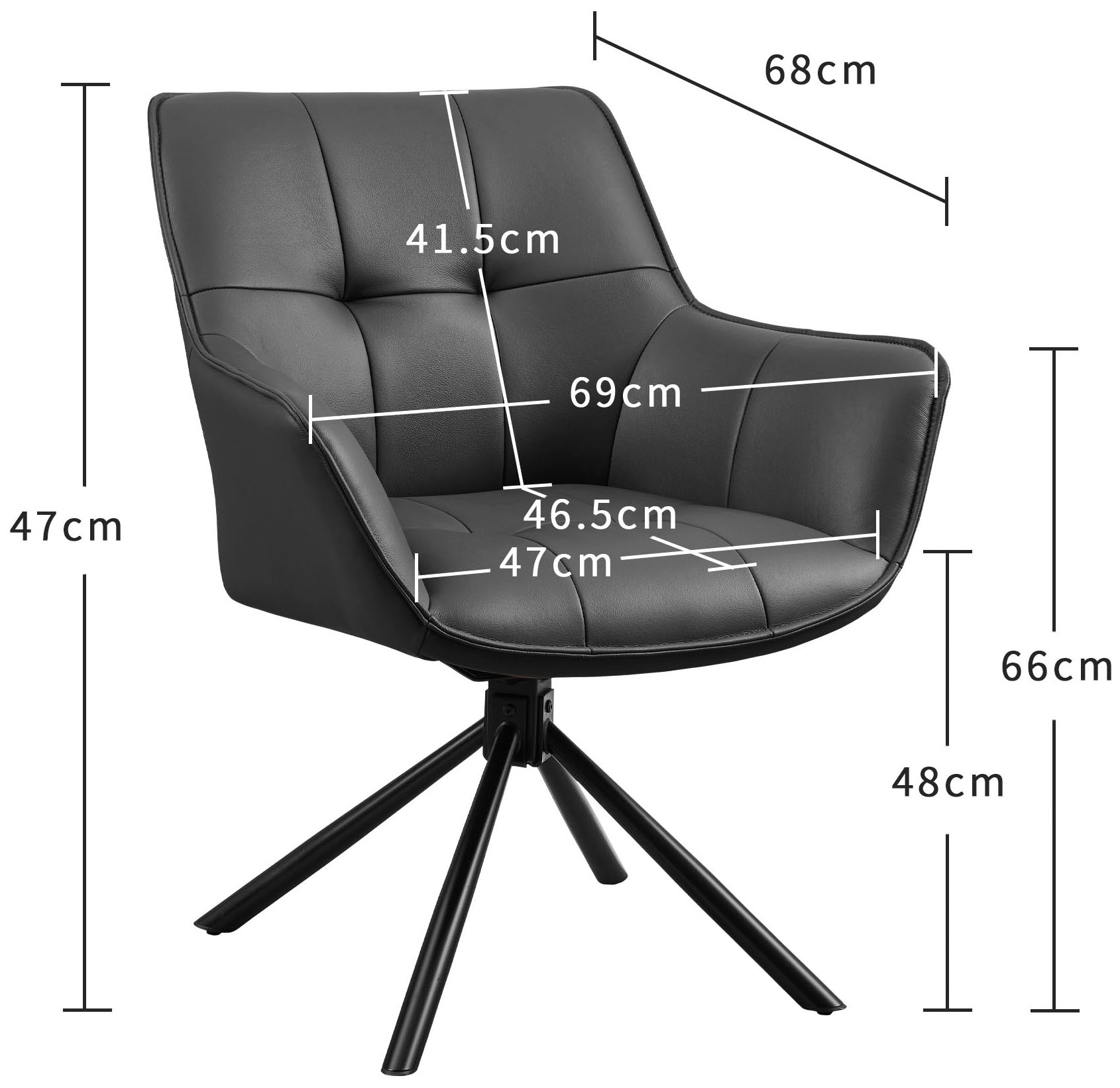 GOODproduct Chaise pivotante »Lika« (Ensemble) 2 cuisechtes Leder, 360° Drehfunktion, Steppnähte, Metallgestell