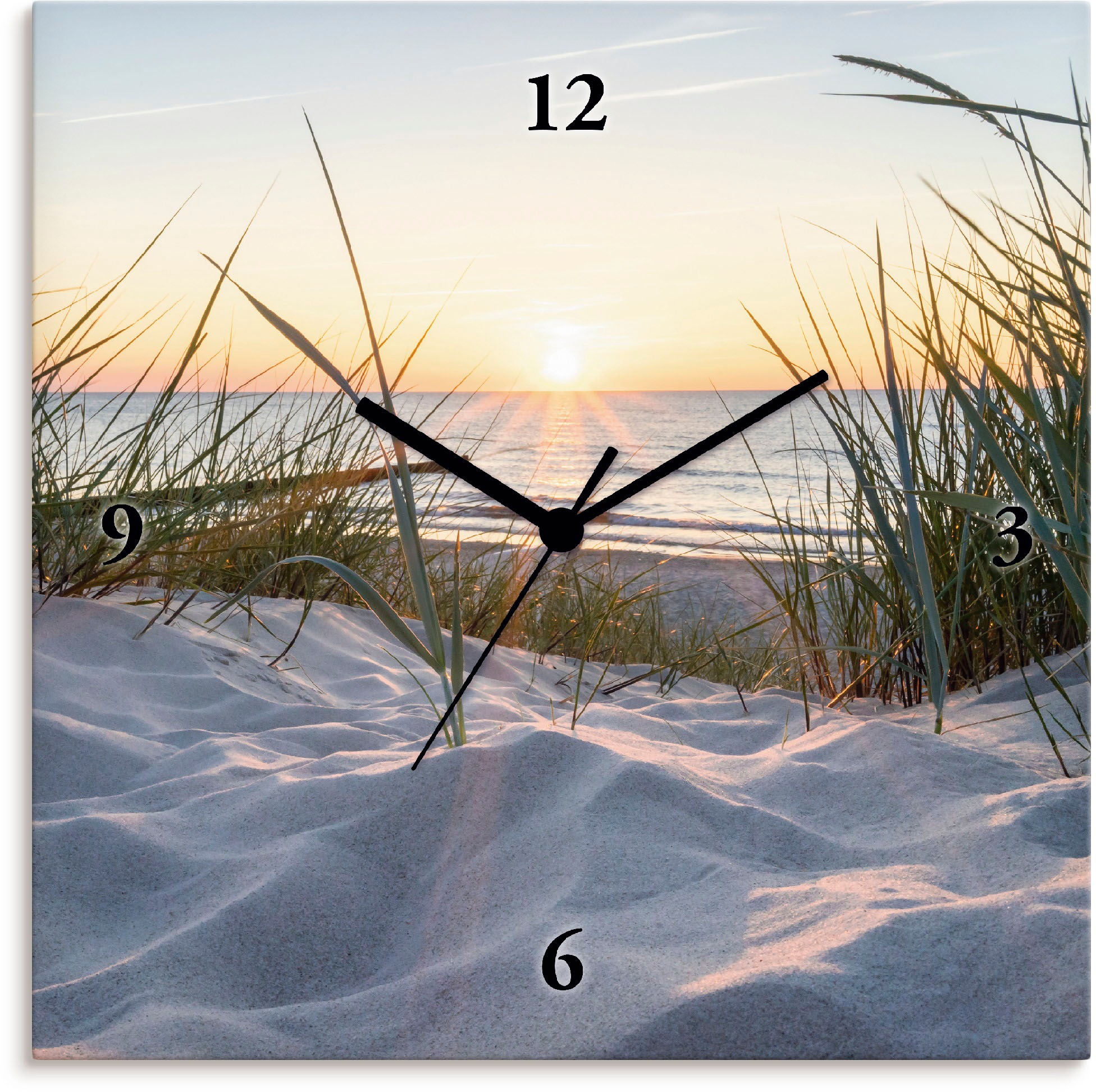 Image of Artland Wanduhr »Ostseestrand«, lautlos, ohne Tickgeräusche, nicht tickend, geräuschlos - wählbar: Funkuhr o. Quarzuhr, moderne Uhr für Wohnzimmer, Küche etc. - Stil: modern bei Ackermann Versand Schweiz