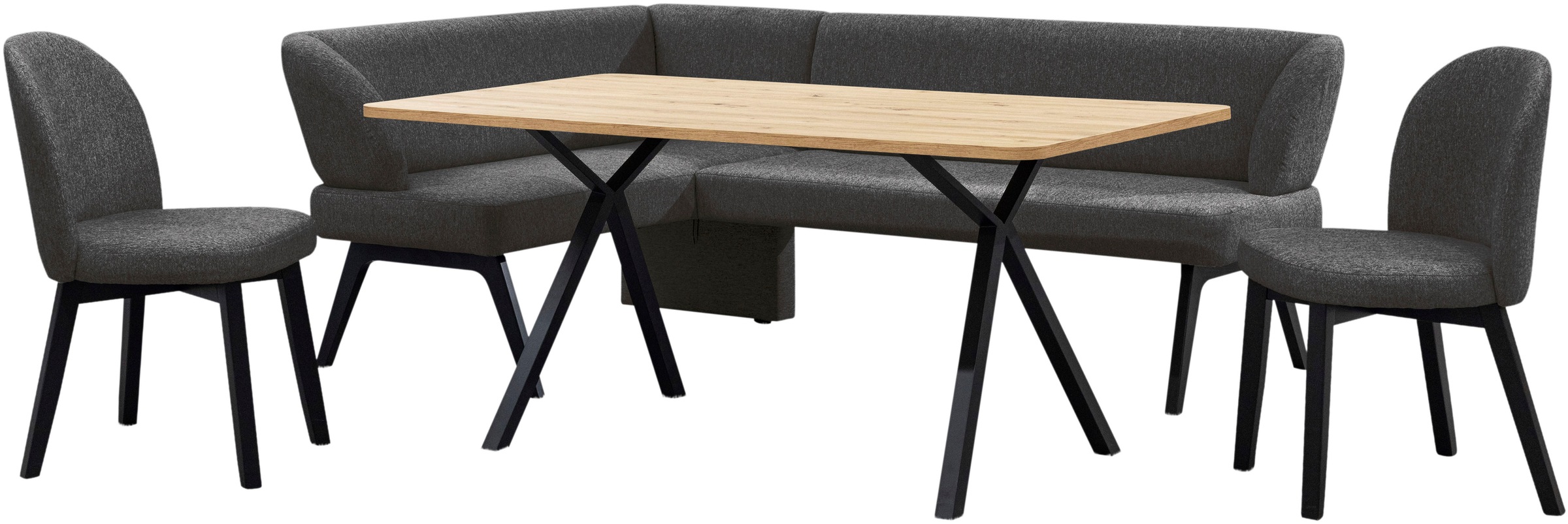 Image of GOODproduct Eckbankgruppe "Aretha Essecke, Sitzgruppe, Eckbank, Küchenbank" Set, 4er, 4 Stk. tlg. Esszimmer Sitzgruppe, Tisch, Stühle und Bank gepolstert, Nosagfederung