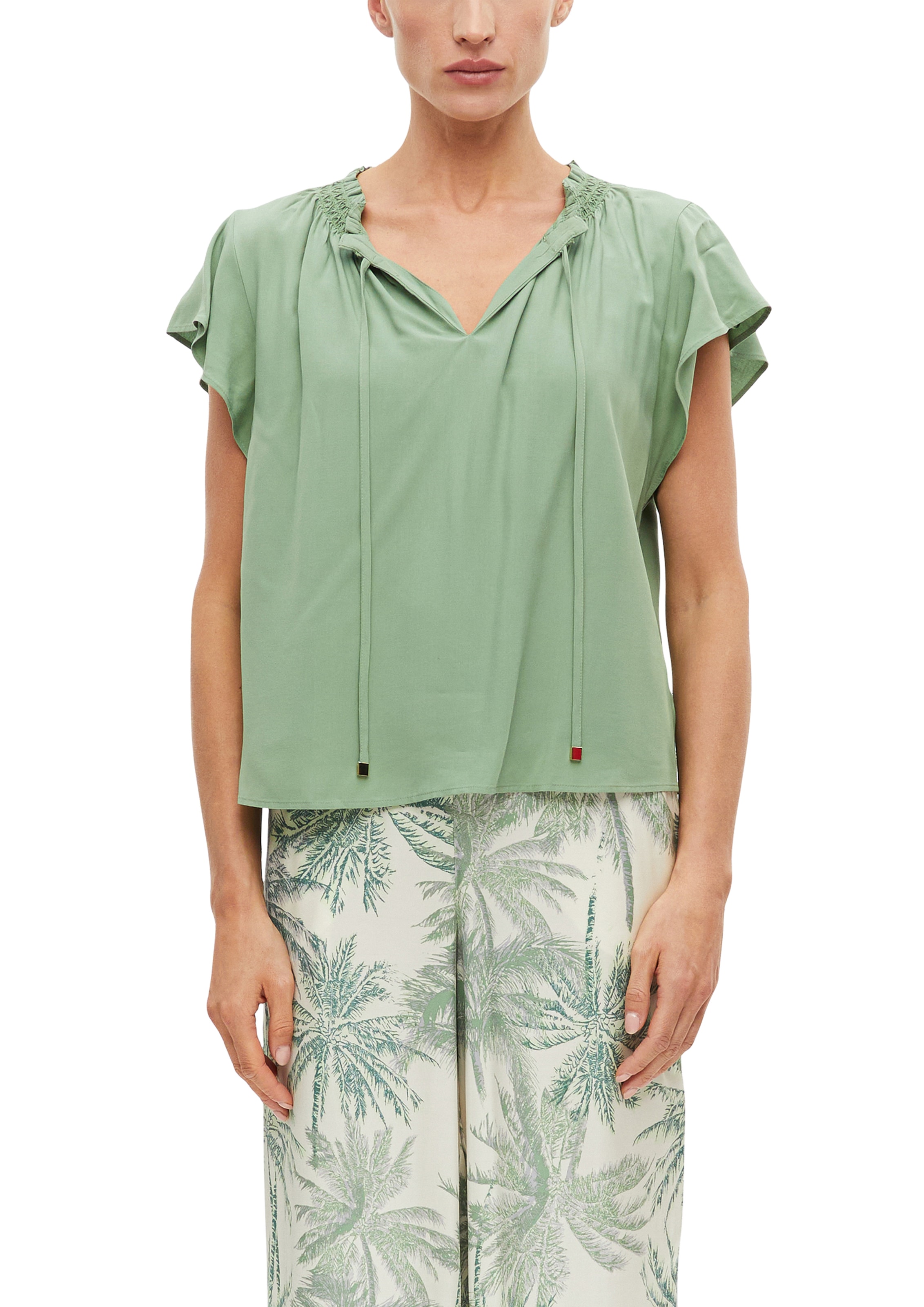 Image of s.Oliver BLACK LABEL Schlupfbluse Sommershirt mit Bindeband und aus Viskose