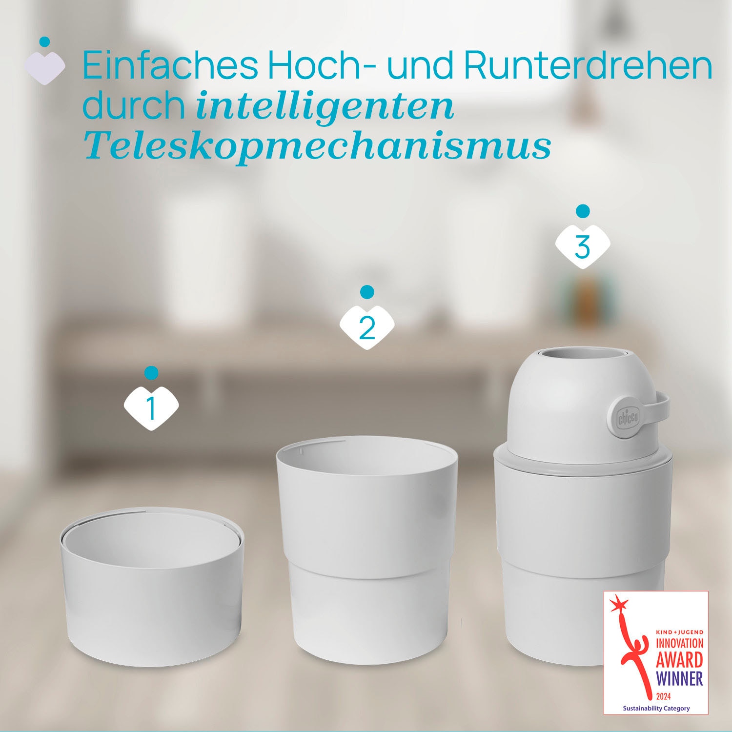 Chicco Windeleimer »Odour Off«, inkl. 1 Pack Müllbeutel Odouzr off; teilweise aus recyceltem Material