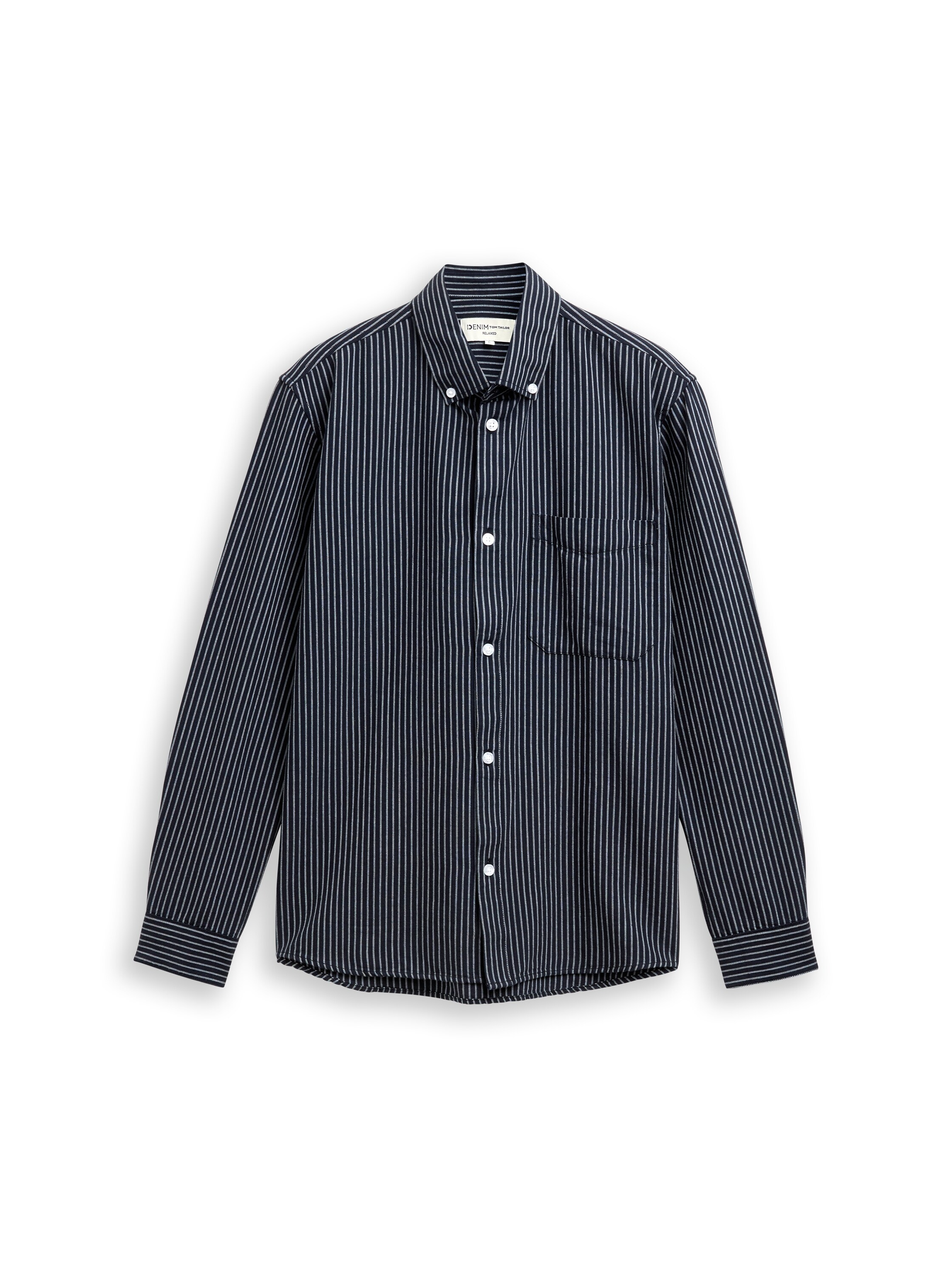 TOM TAILOR Denim Chemise à manches longues gestreift, mit Button-down-Kragen