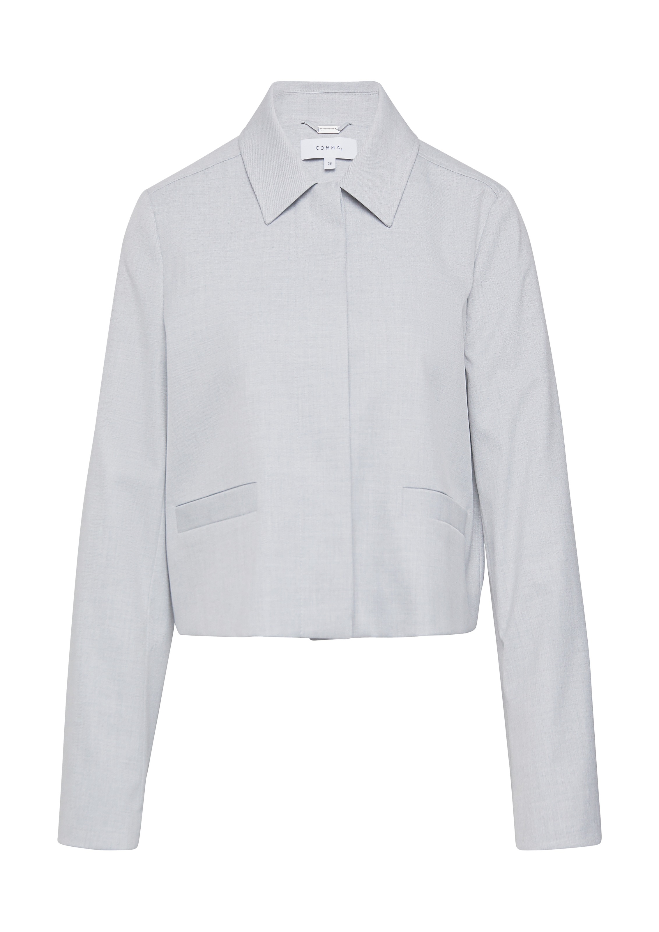 Comma Veste blazer court, avec col chemise et patte de boutonnage cachée