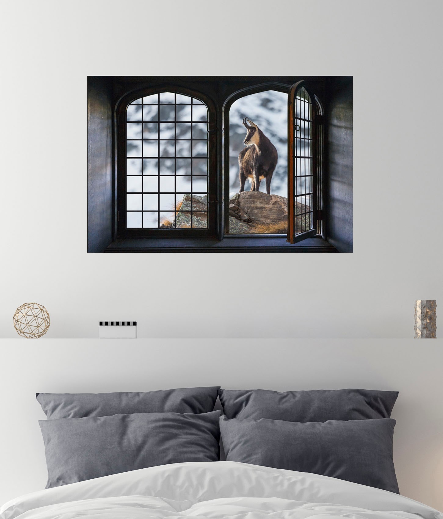 queence Autocollants muraux »Berge« Wandsticker, Wandbild, selbstklebend, 3D, Fenster