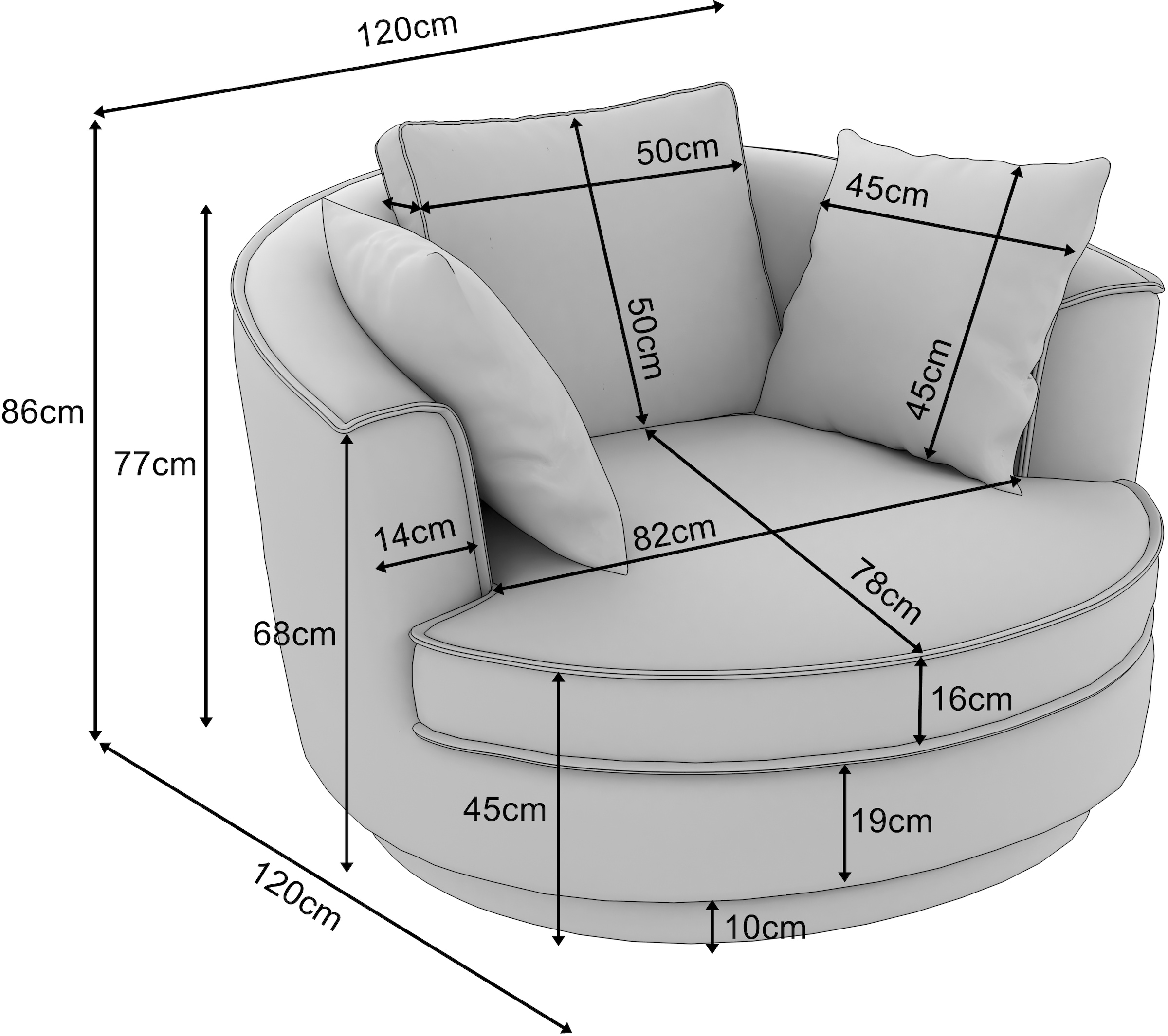 Leonique Drehsessel »MAISIE, Love Seat XXL, Lese-Sessel BIG-«, Sessel in MEGA CORD u. Web-Velours, 360 Grad drehbar