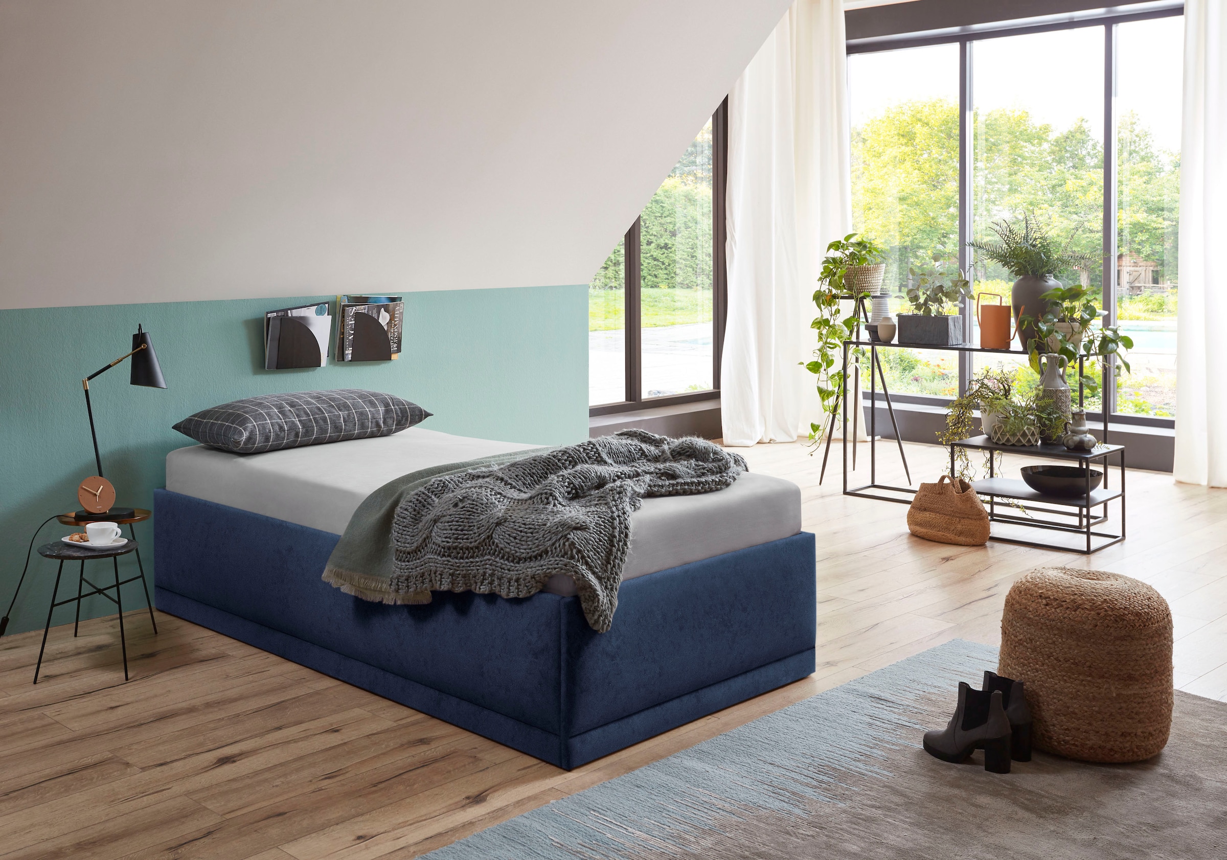 Westfalia Schlafkomfort Lit rembourré »Texel« hauteur confort avec coussins décoratifs, coffre à lit pour version avec matelas