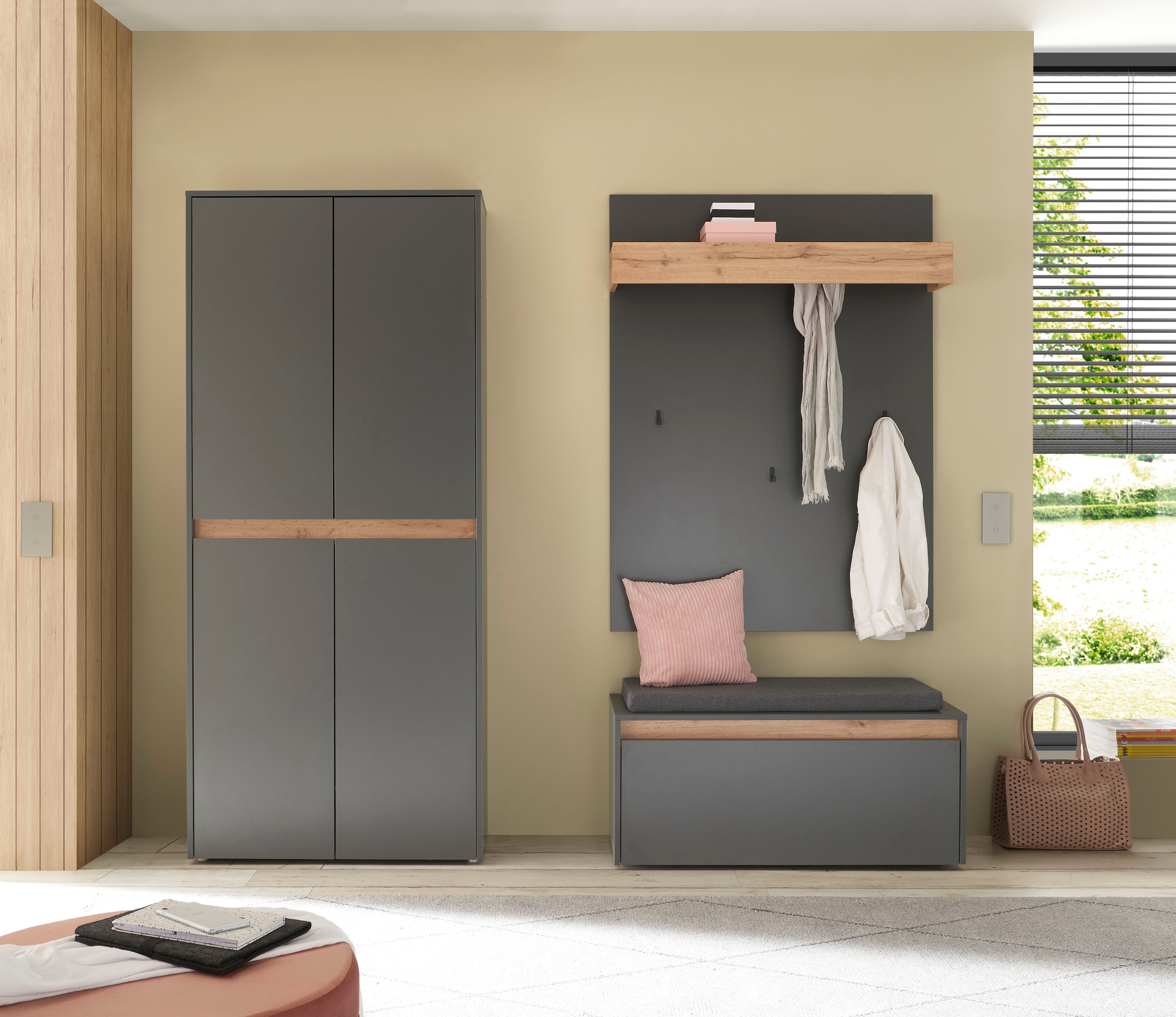 Home affaire Garderoben-Set »City/Giron, moderne Garderobe, viel Stauraum, ca. 40 Schuhe« Set, 3 Stk. tlg.