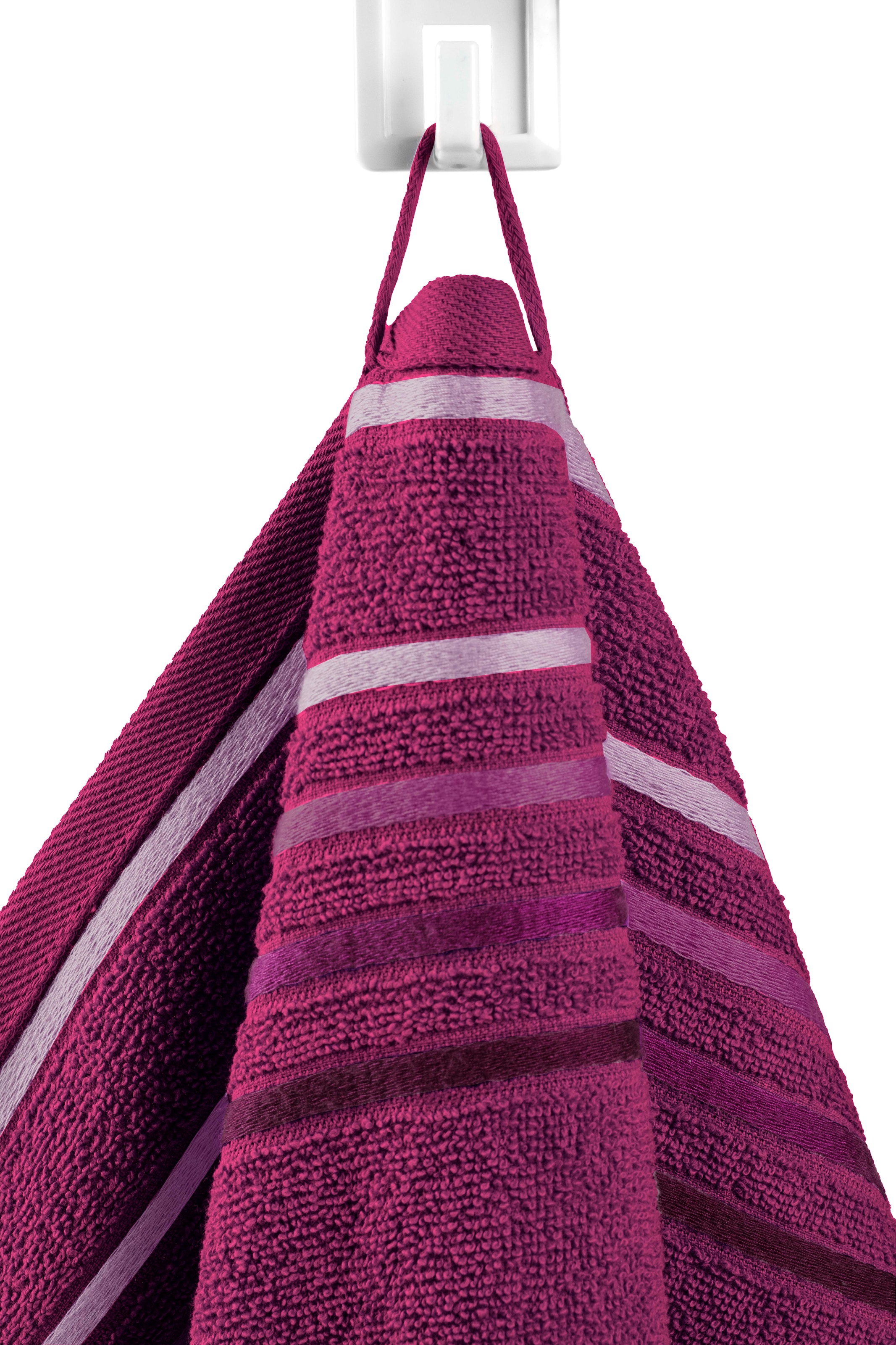 my home Handtuch Set »Niki, Duschtuch, Handtücher und Gästetücher« Set Walkfrottee Handtücher mit mehrfarbiger Streifenbordüre, aus 100% Baumwolle, weich