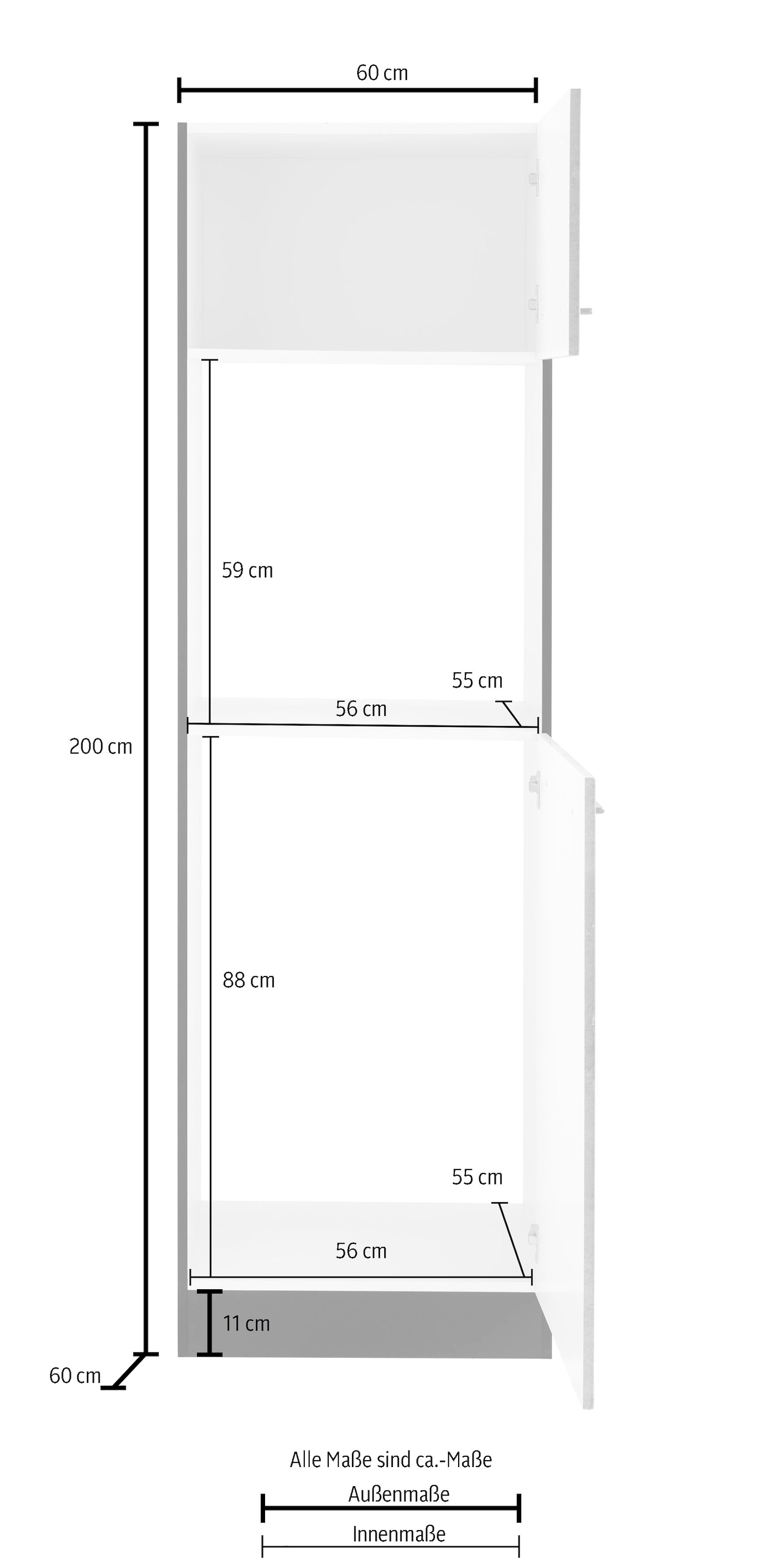 KOCHSTATION Four/réfrigérateur encastrable »KS-Tulsa« 60 cm de large, 200 cm de haut, avec niche de 88 cm