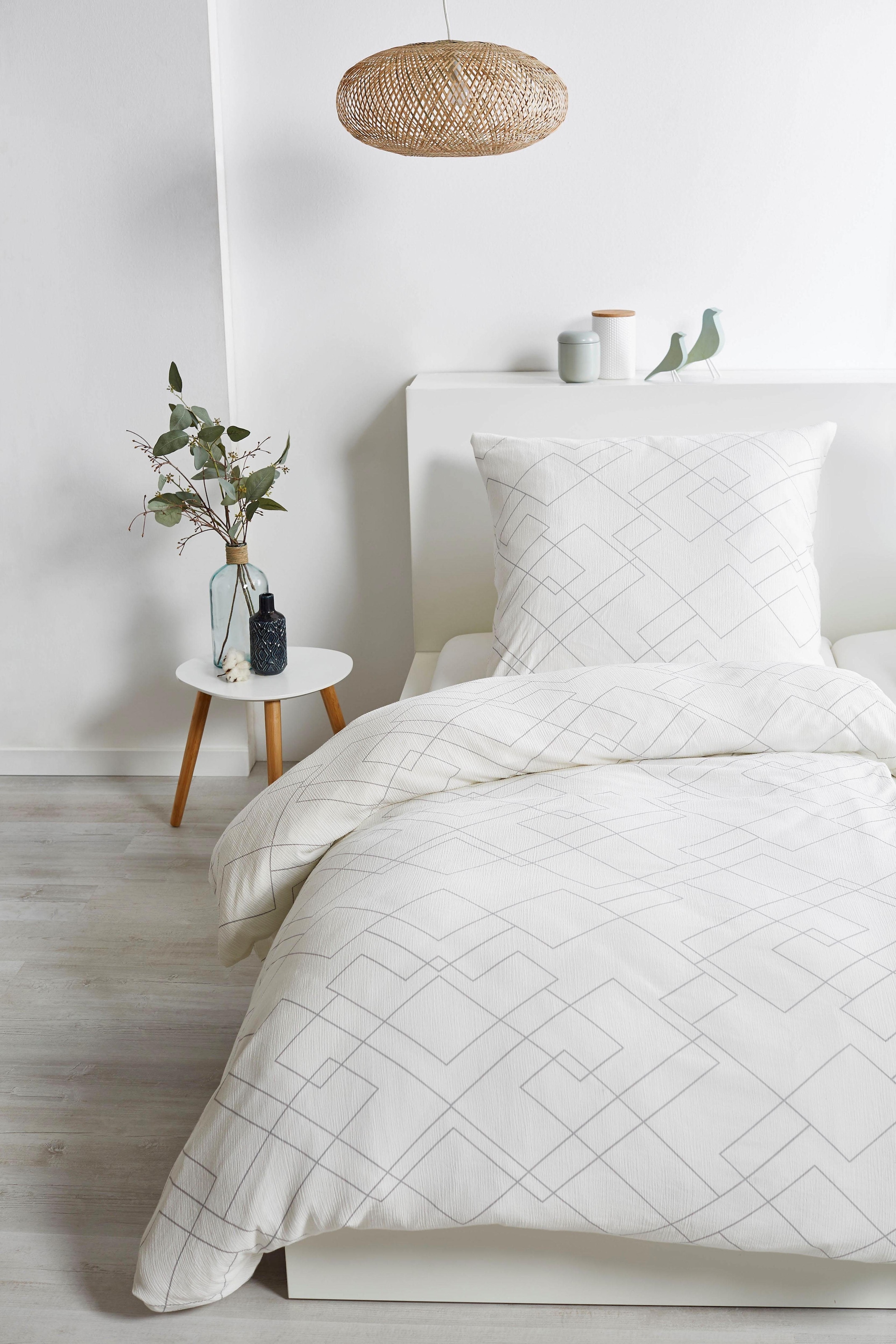 Image of Primera Bettwäsche "Bio Crepe Mosaik" 2 Stk. mit feinem Linienmuster
