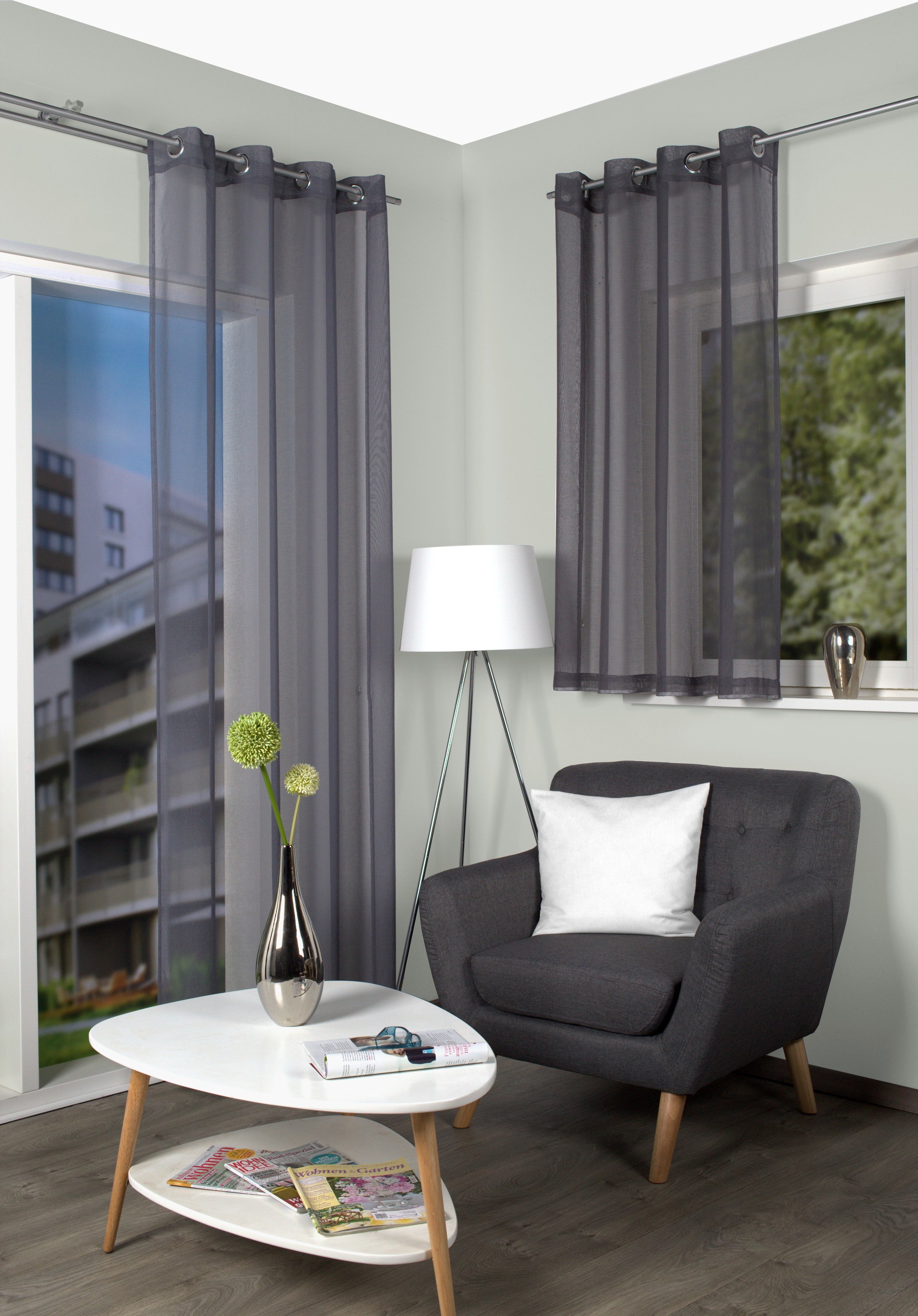 Image of HOME WOHNIDEEN Gardine "DOLLY" Ösen 2 Stk. tlg. transparent