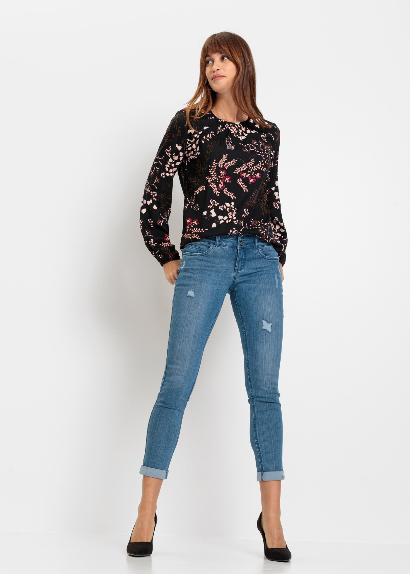 bonprix Blouse à manches longues »Bluse aus nachhaltiger Viskose« figurumspielende Passform, für vielseitige Anlässe, aus Viskose