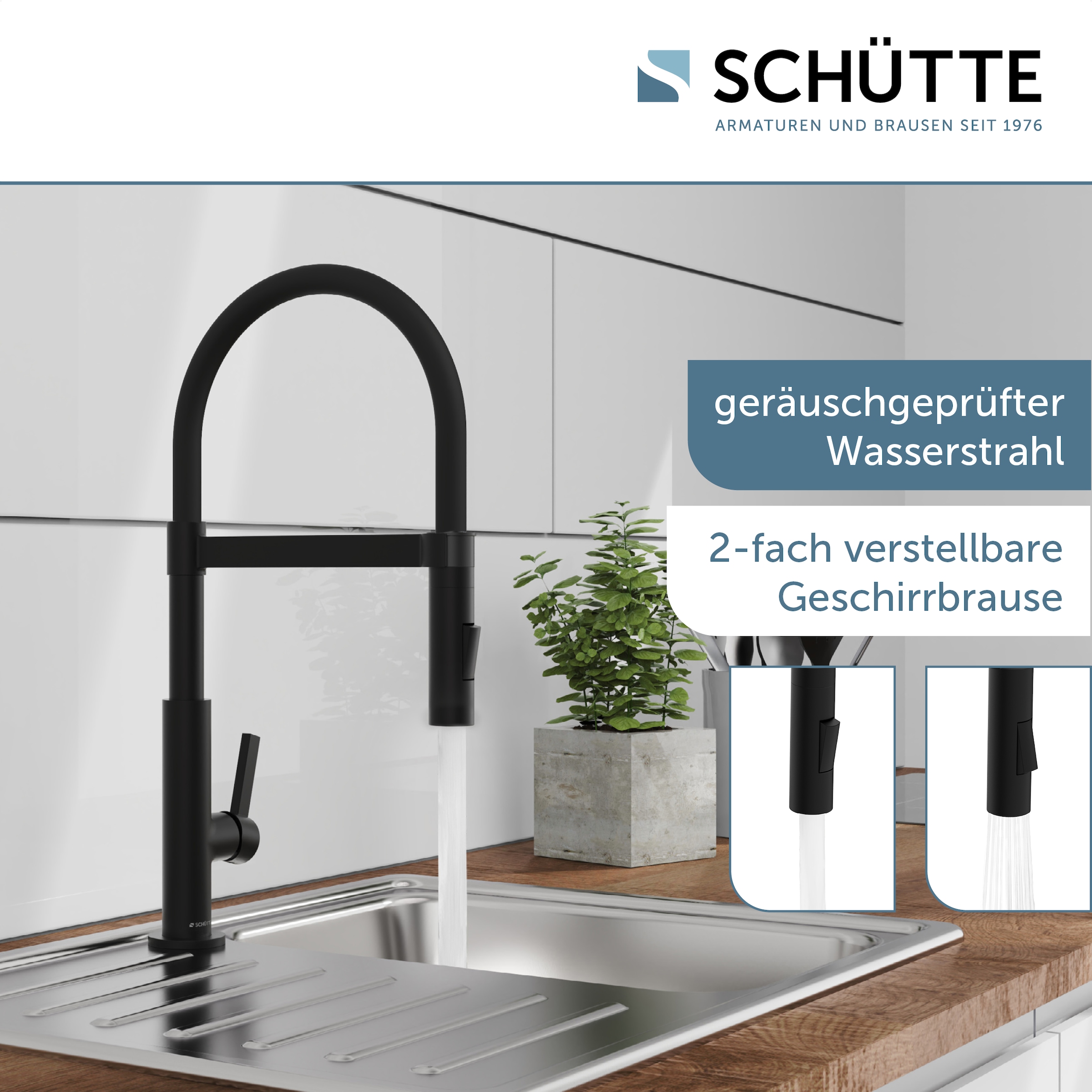 Schütte Robinet d'évier »MIAMI« fonction Cold-Start économe en énergie, pivotant à 360°, réglable en 2 positions