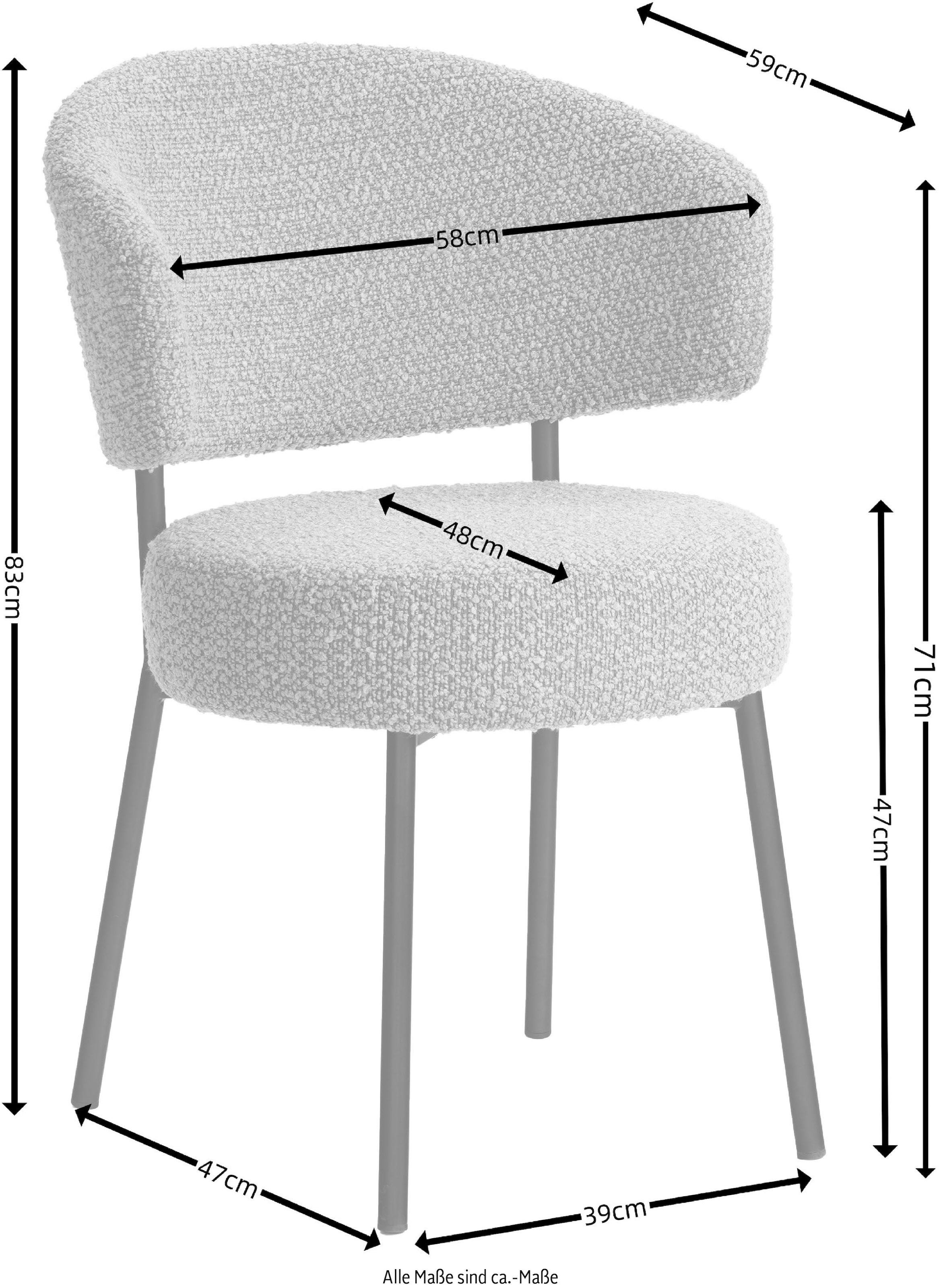 LeGer Home by Lena Gercke Chaise de salle à manger »Sölve« (Set) 2 cuisBoucle Bezugsstoff, Metallgestell, Sitztiefe 48 cm