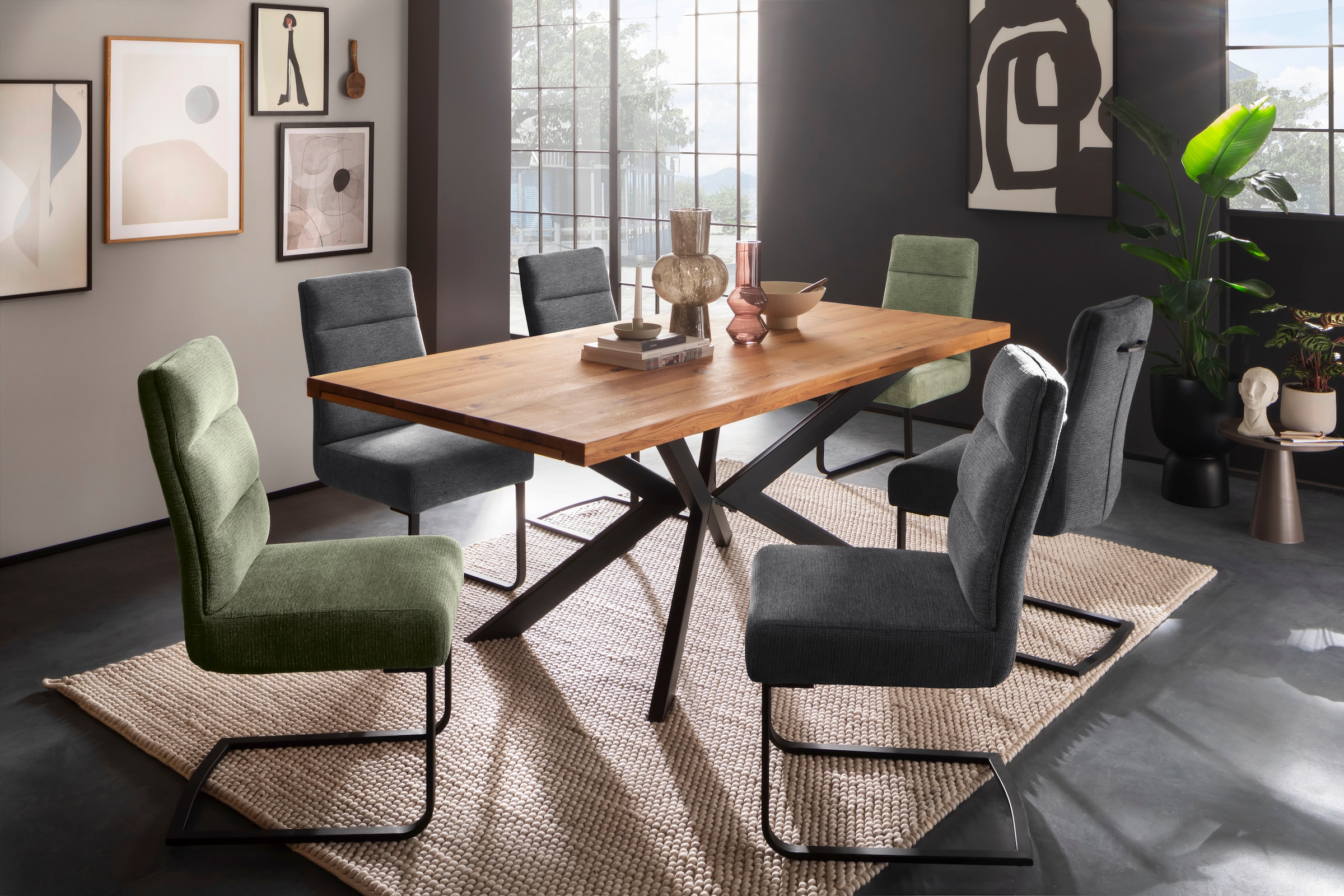 MCA furniture Freischwinger »LIMASSOL«, Chenille, (Set, 2Stck.), Stuhl belastbar bis 140 kg