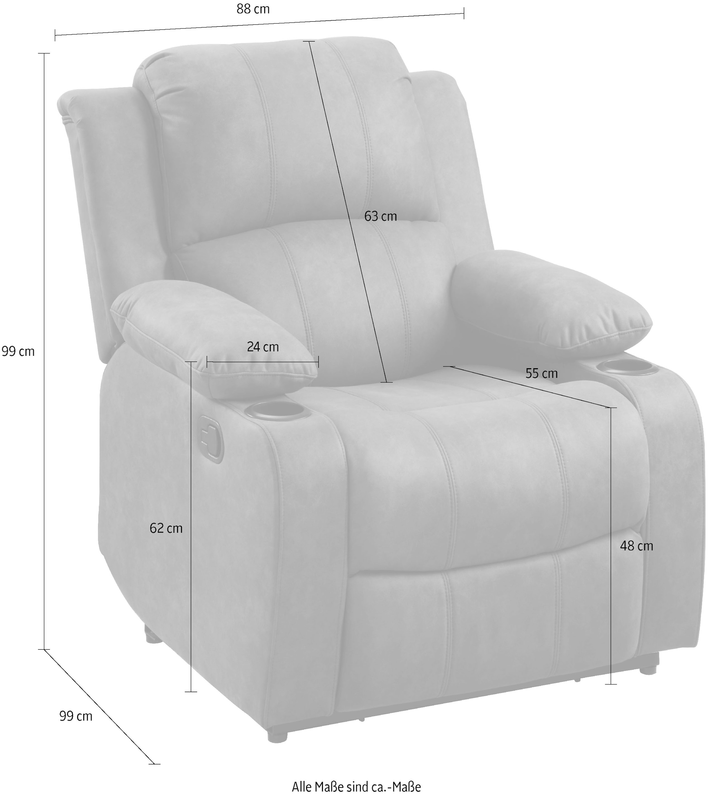 ATLANTIC home collection Relaxsessel »Cicero«, mit Relaxfunktion, Federkern und Getränkehalter