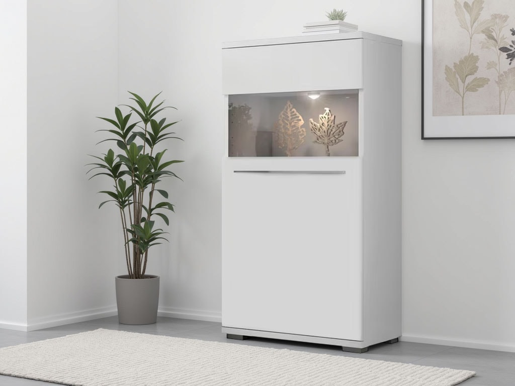 PLACES OF STYLE Buffet haut »Piano Vitrine« (H/B/T): 123/60/40,2cm,  UV lackiert, Soft-Close Funktion