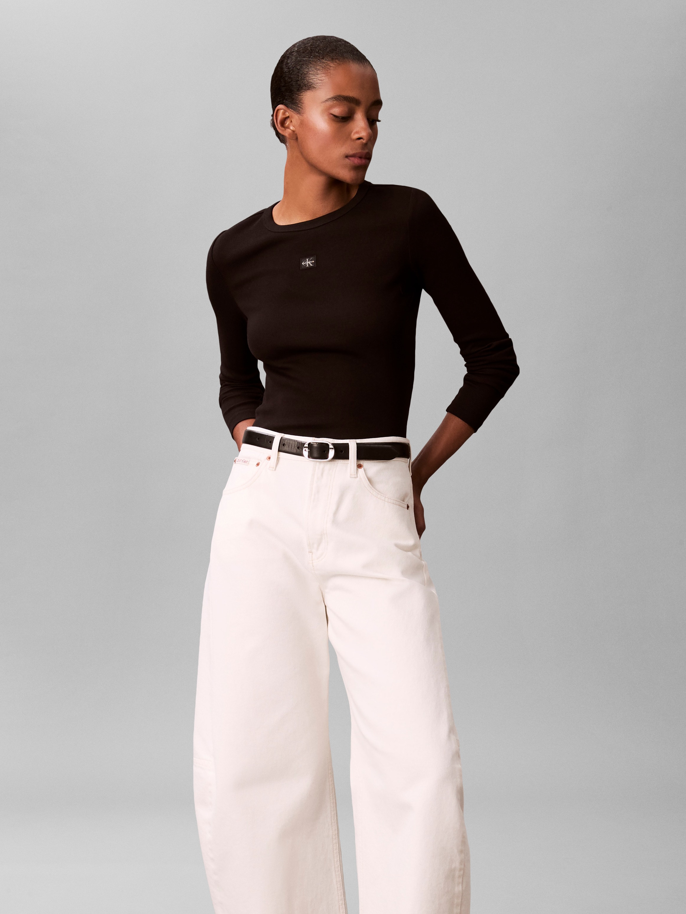 Calvin Klein Jeans Haut de chemise Figurbetonte Passform mit Rundhalsausschnitt