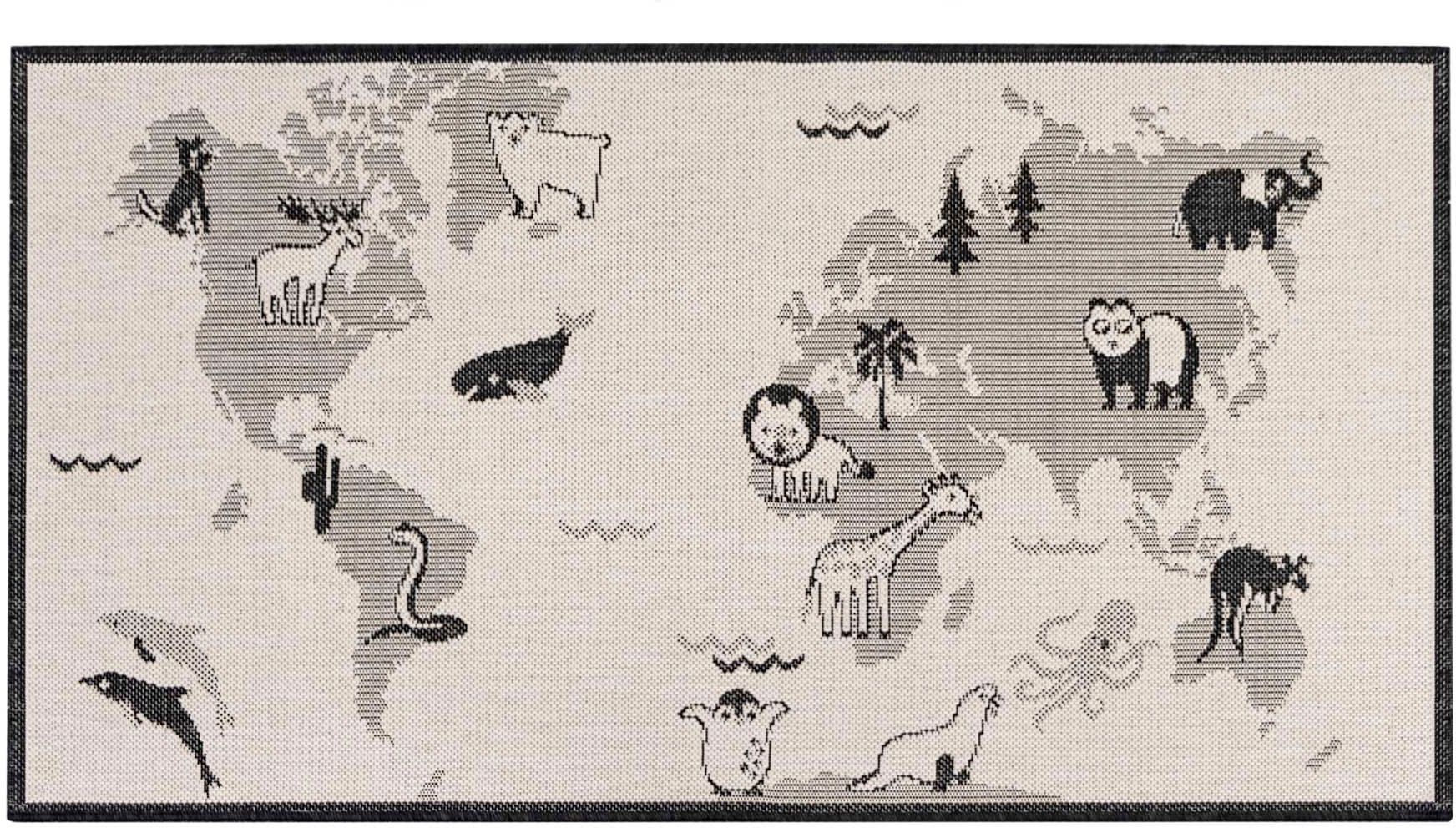 Image of Primaflor-Ideen in Textil Kinderteppich »LINIA - Weltkarte«, rechteckig, 3 mm Höhe, Flachgewebe, Motiv Weltkarte, In- und Outdoor geeignet, Kinderzimmer bei Ackermann Versand Schweiz