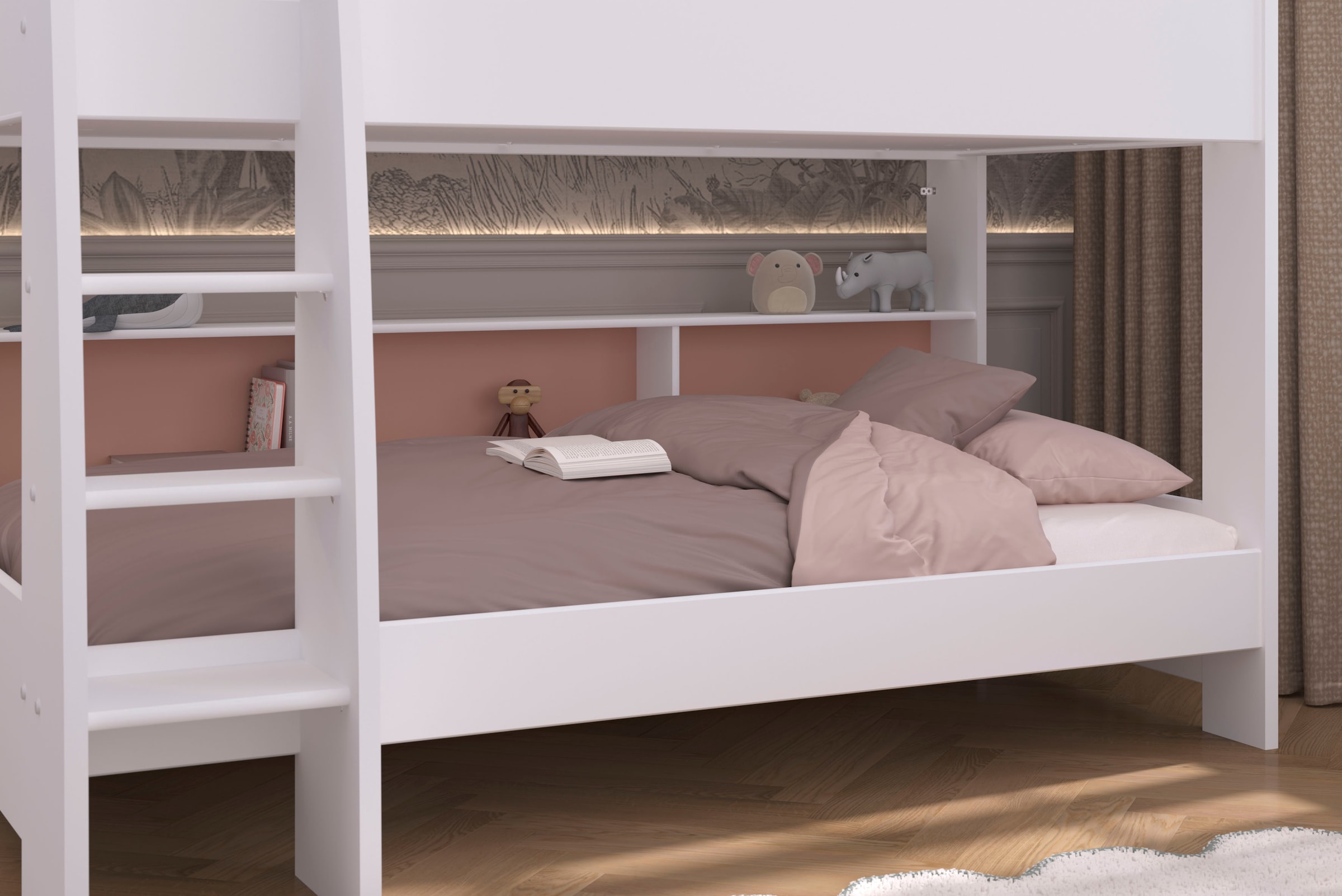Parisot Lit superposé »Leo 11« Ensemble,  Panneau arrière coloré pivotant au niveau de la surface de couchage