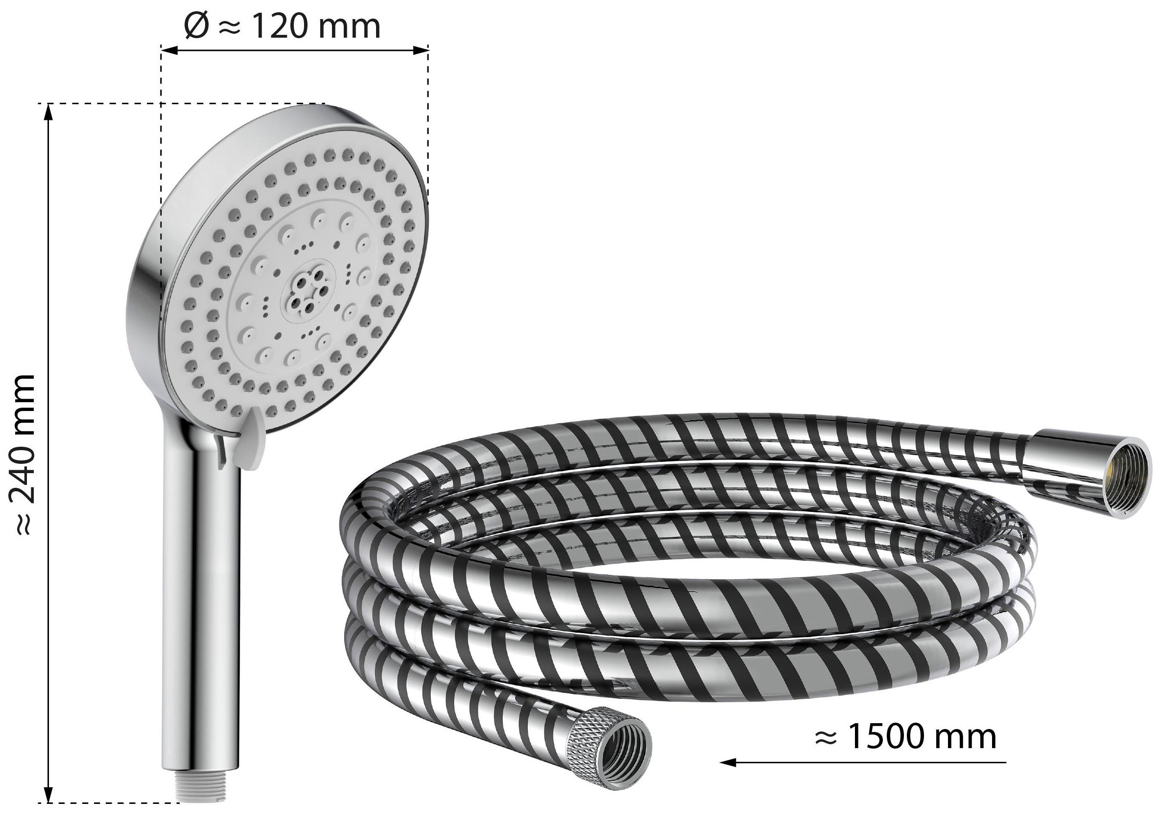 Eisl Garniture de douche »STORM« économiseur d’eau, anti-calcaire, réglable en 7 positions, fonction arrêt d’eau