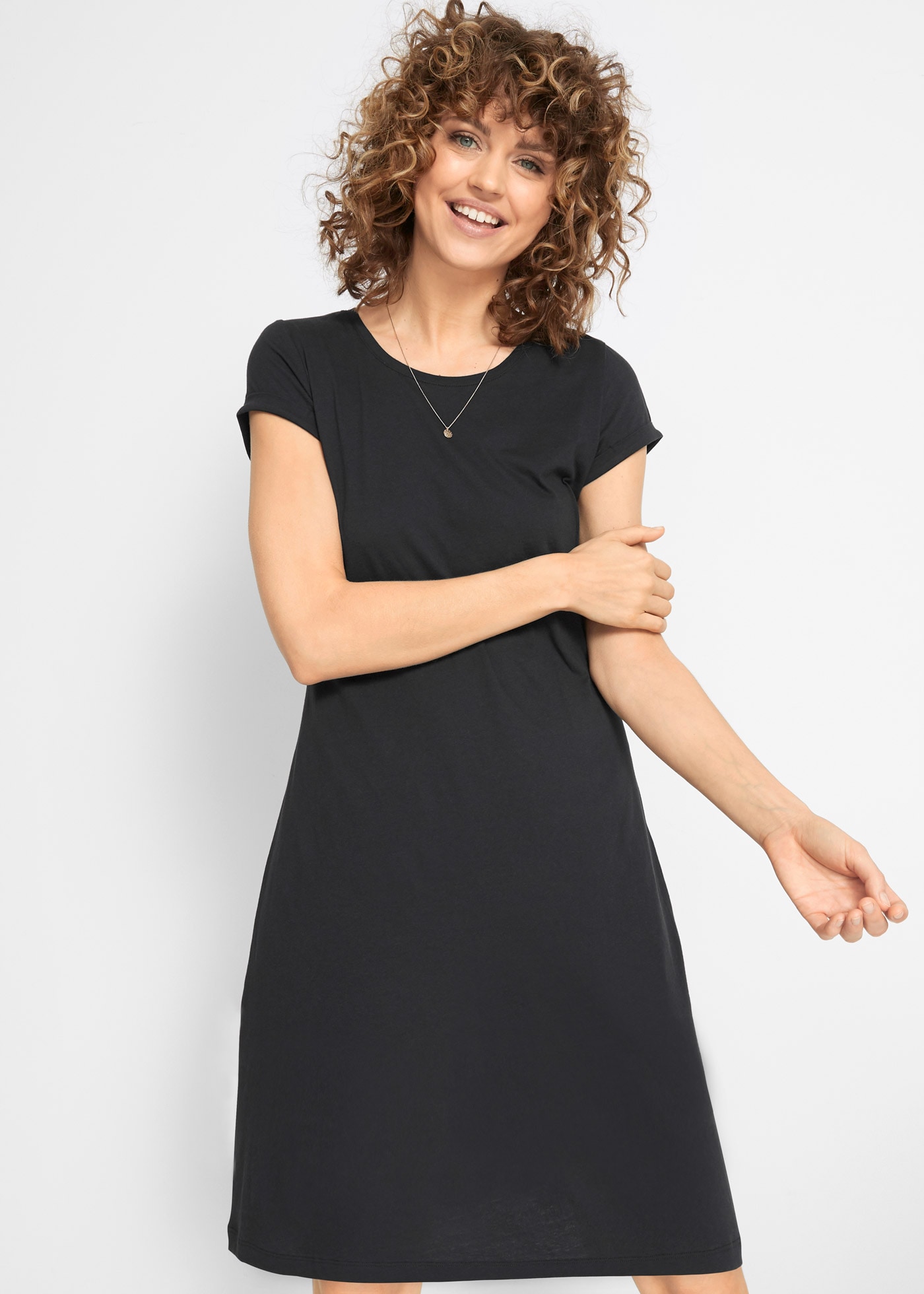 Image of bonprix Shirtkleid für warme Tage, aus reiner Baumwolle, taillierte Passform