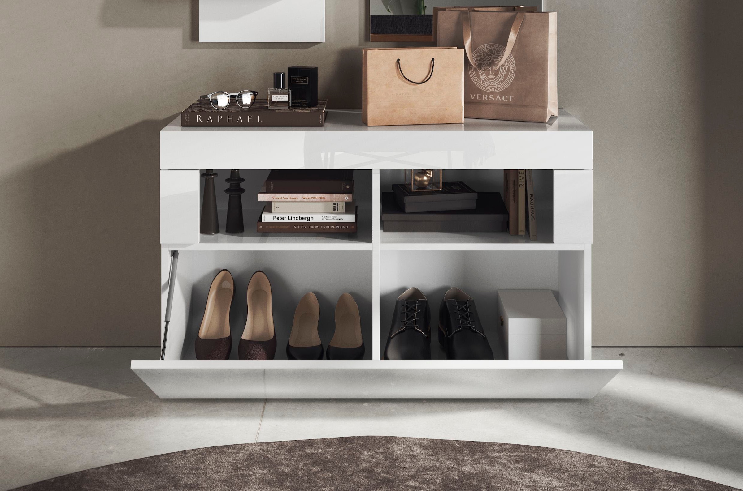 INOSIGN Garderobenschrank »Basic, Breite 91 cm, Höhe 59 cm, Schuhbank 1 Klappe«, Garderobenbank, moderne Rahmenoptik