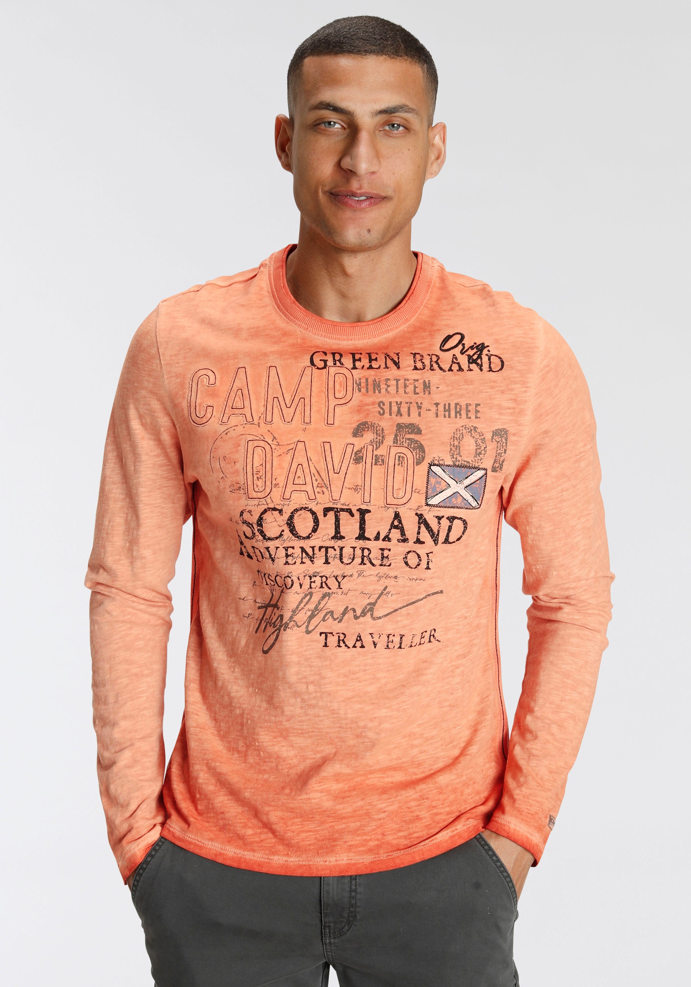 Image of CAMP DAVID Langarmshirt, mit Logoschriftzügen bei Ackermann Versand Schweiz