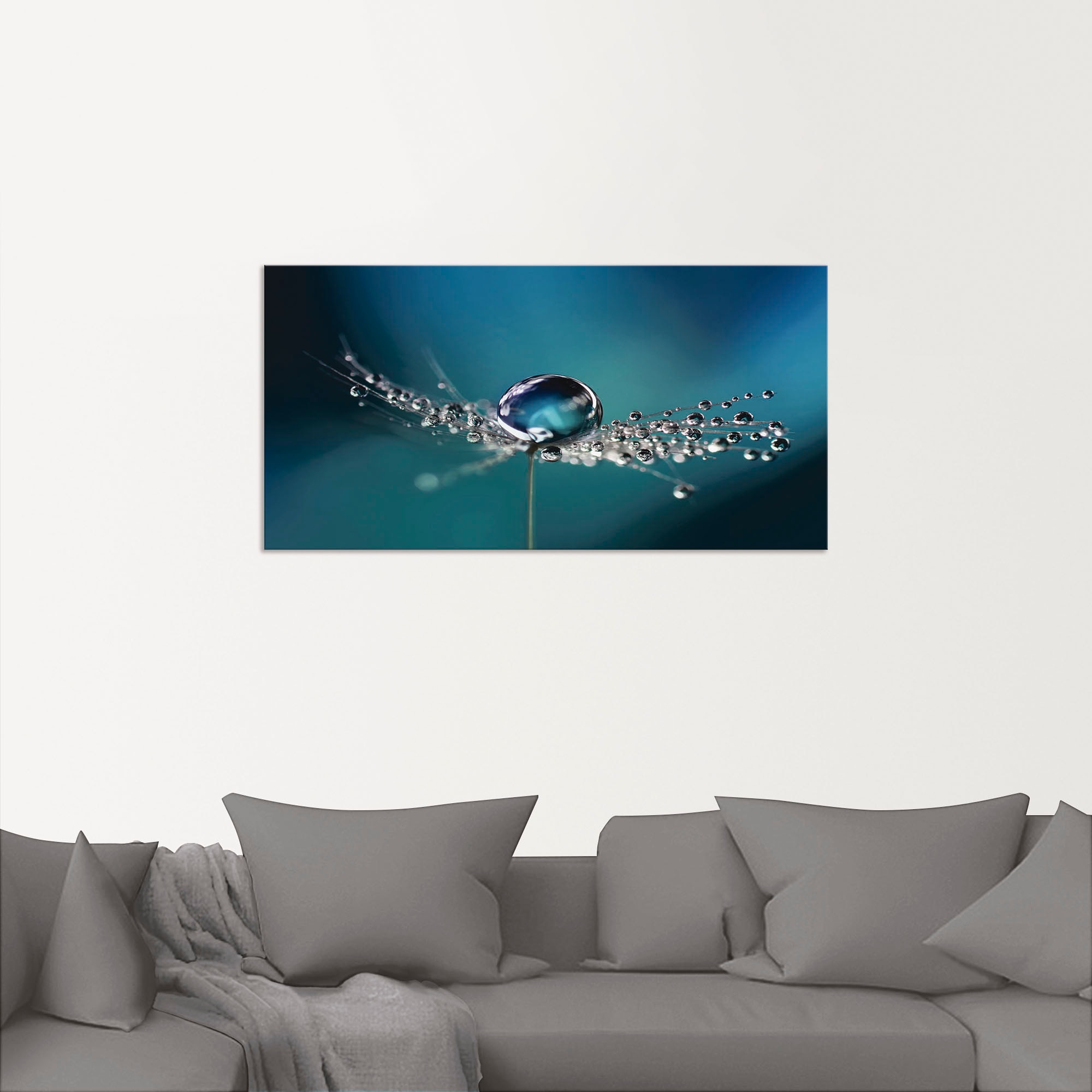 Artland Wandbild »Pusteblume Tautropfen blau«, Blumenbilder, (1 St.), als Alubild, Outdoorbild, Leinwandbild in verschied. Grössen