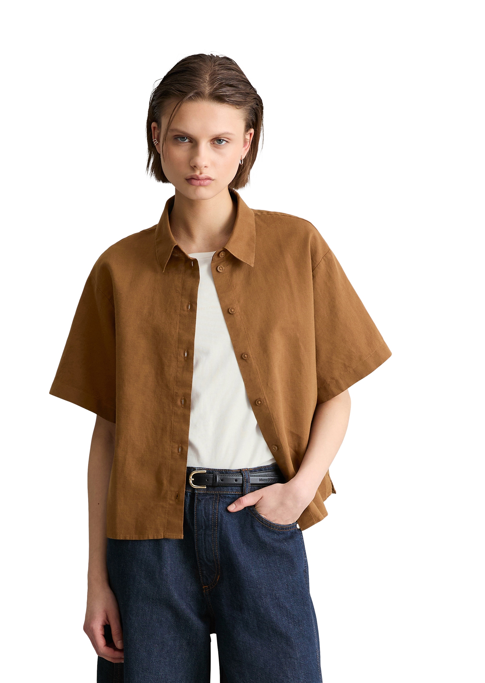 Image of Marc OPolo DENIM Kurzarmbluse "relaxed aus Leinen-Baumwolle-Mix"