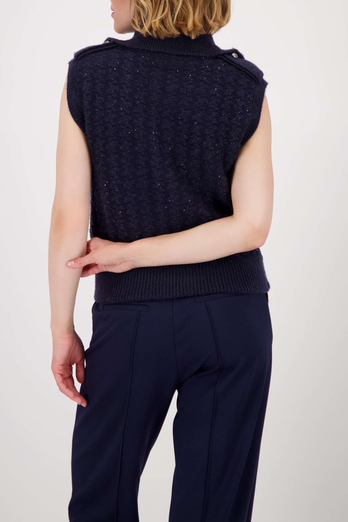 Monari Strickjacke, Regular fit mit Rundhalsausschnitt mit Stehkragen