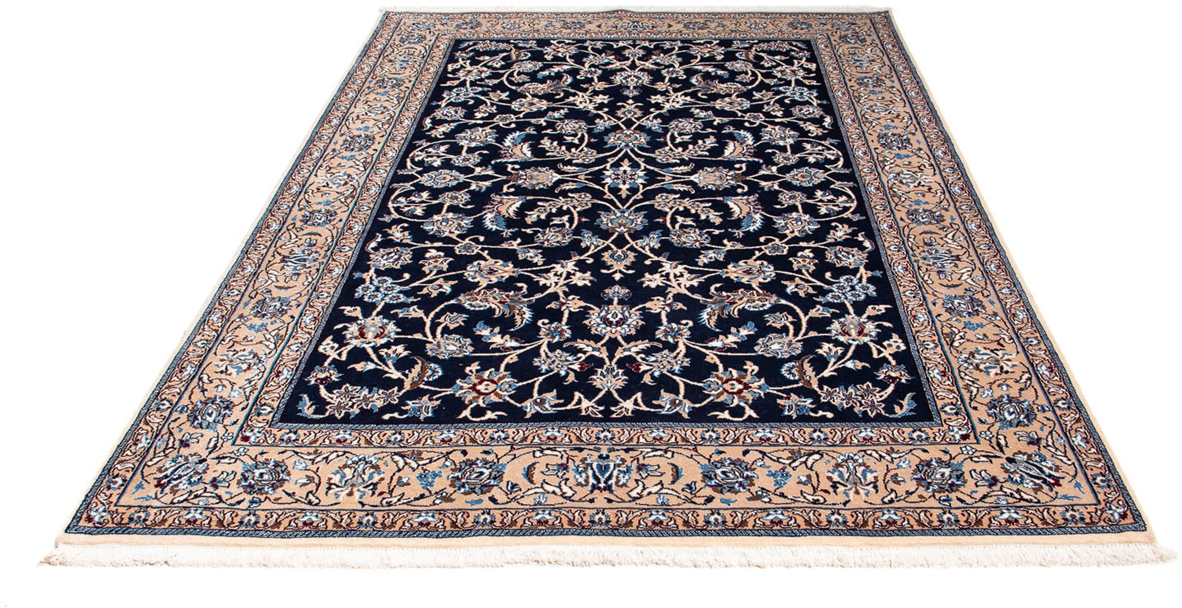 Image of morgenland Orientteppich »Perser - Nain - Royal - 234 x 166 cm - dunkelblau«, rechteckig, 10 mm Höhe, Wohnzimmer, Handgeknüpft, Einzelstück mit Zertifikat bei Ackermann Versand Schweiz