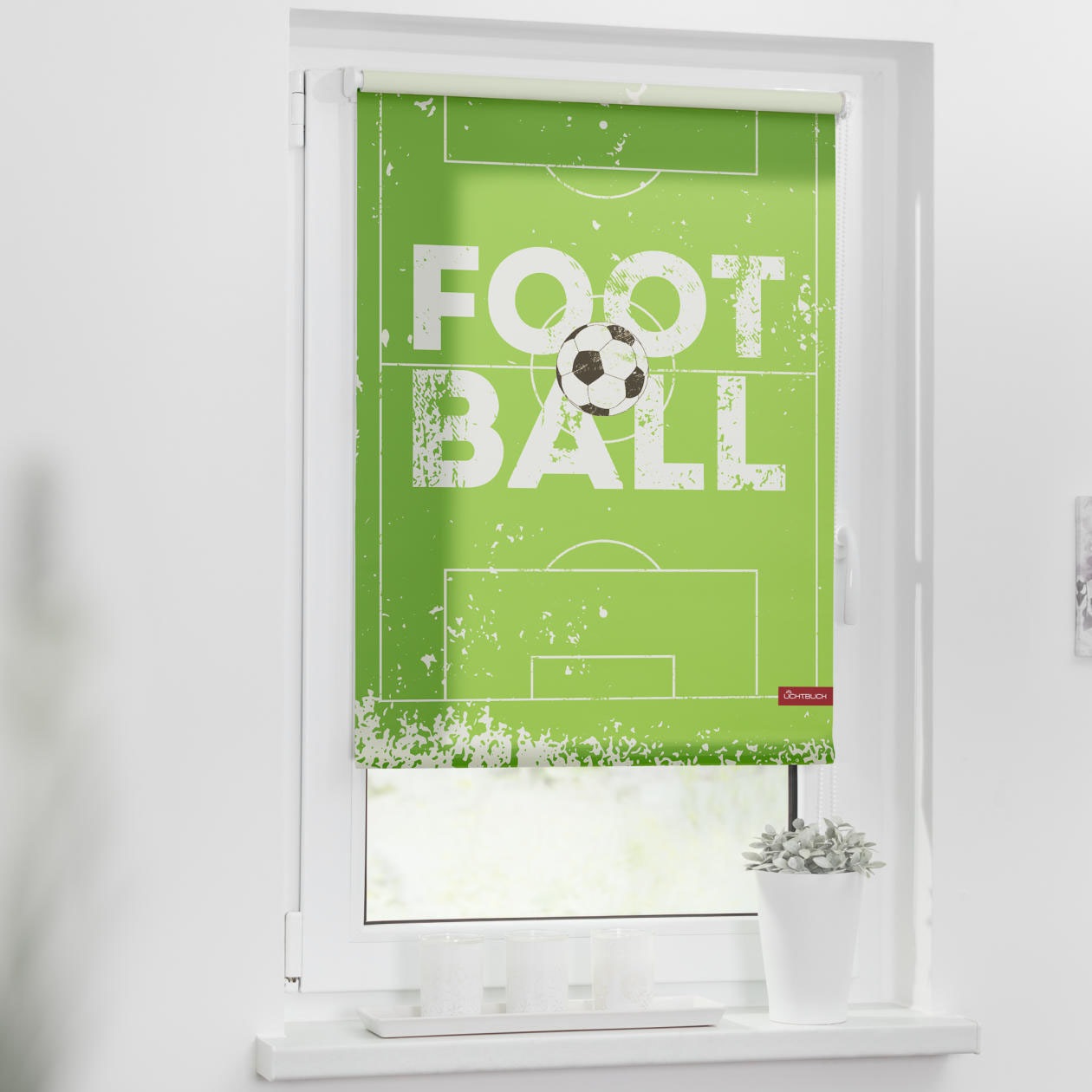 Image of LICHTBLICK ORIGINAL Seitenzugrollo »Rollo Klemmfix, ohne Bohren, blickdicht, Football - Hellgrün«, blickdicht, Sichtschutz-Blendschutz, freihängend bei Ackermann Versand Schweiz