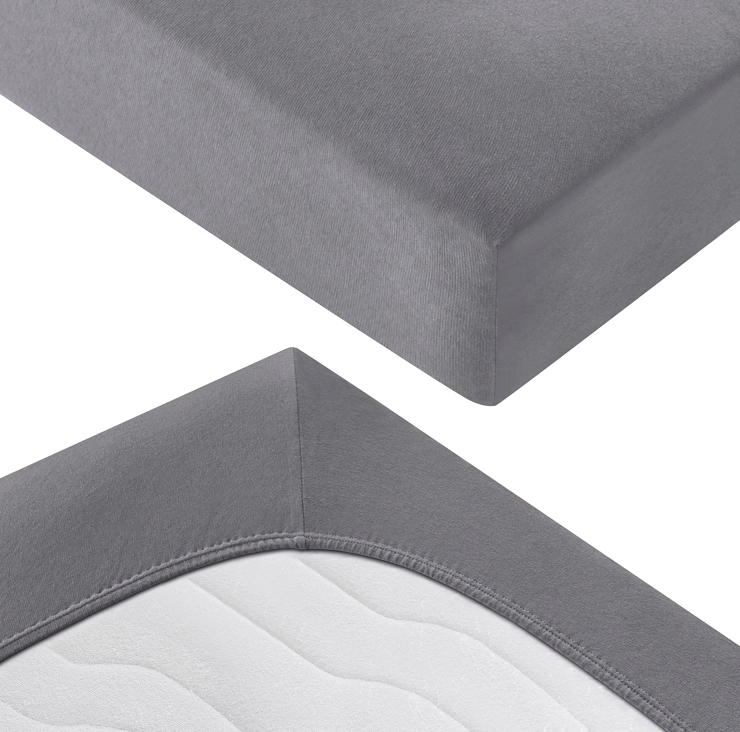 my home Spannbettlaken »Litschi«, (2 St.), für Topper auf Boxspringbetten geeignet, 100% Baumwolle, Topper Spannbettlaken aus Jersey mit Gummizug, Made in Green zertifiziert