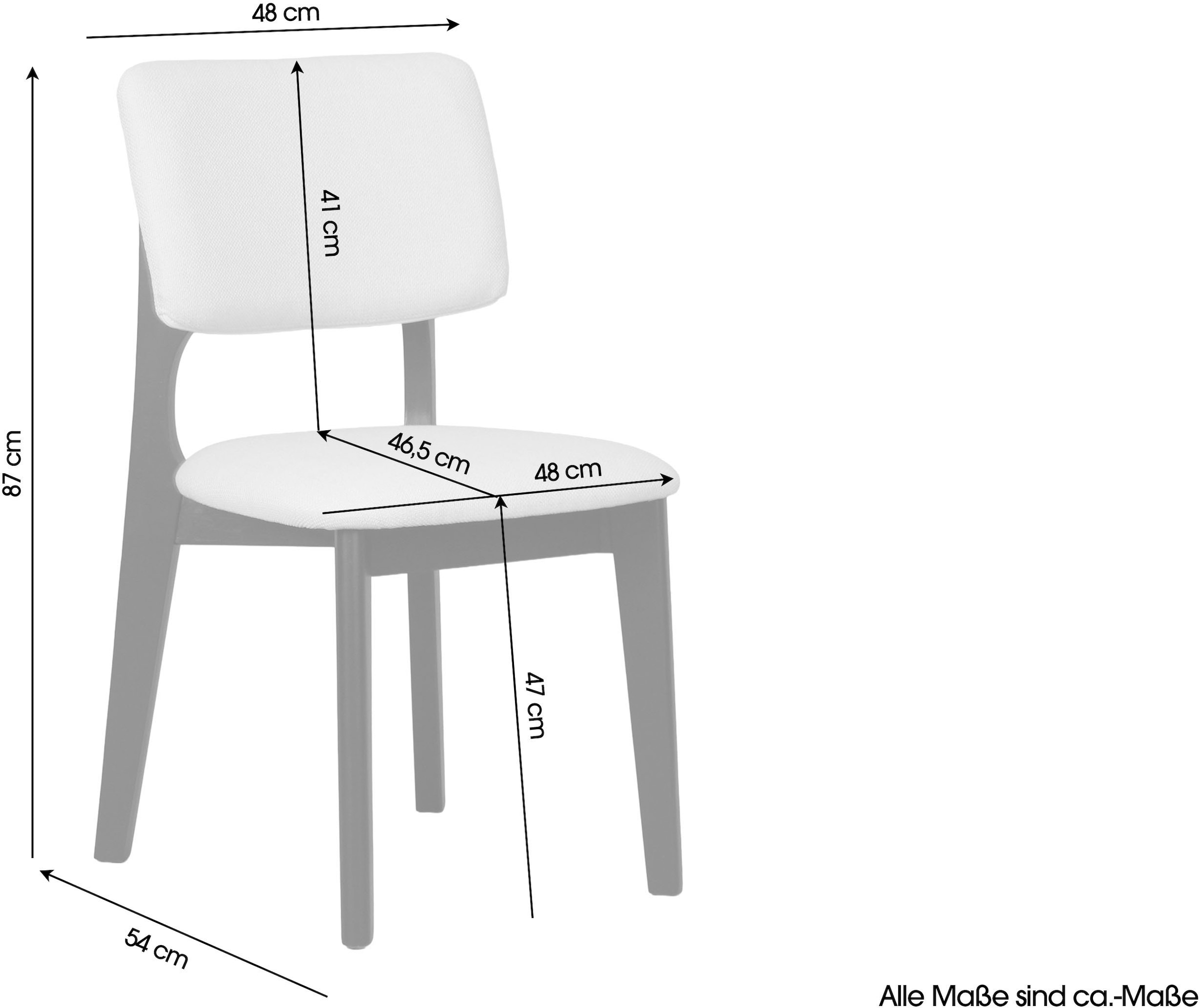 byLIVING Chaise de salle à manger »Elsa« (Set) 2 cuismodern gemütlicher Massiv - Holzstuhl mit hochwertigem Webstoffpolster