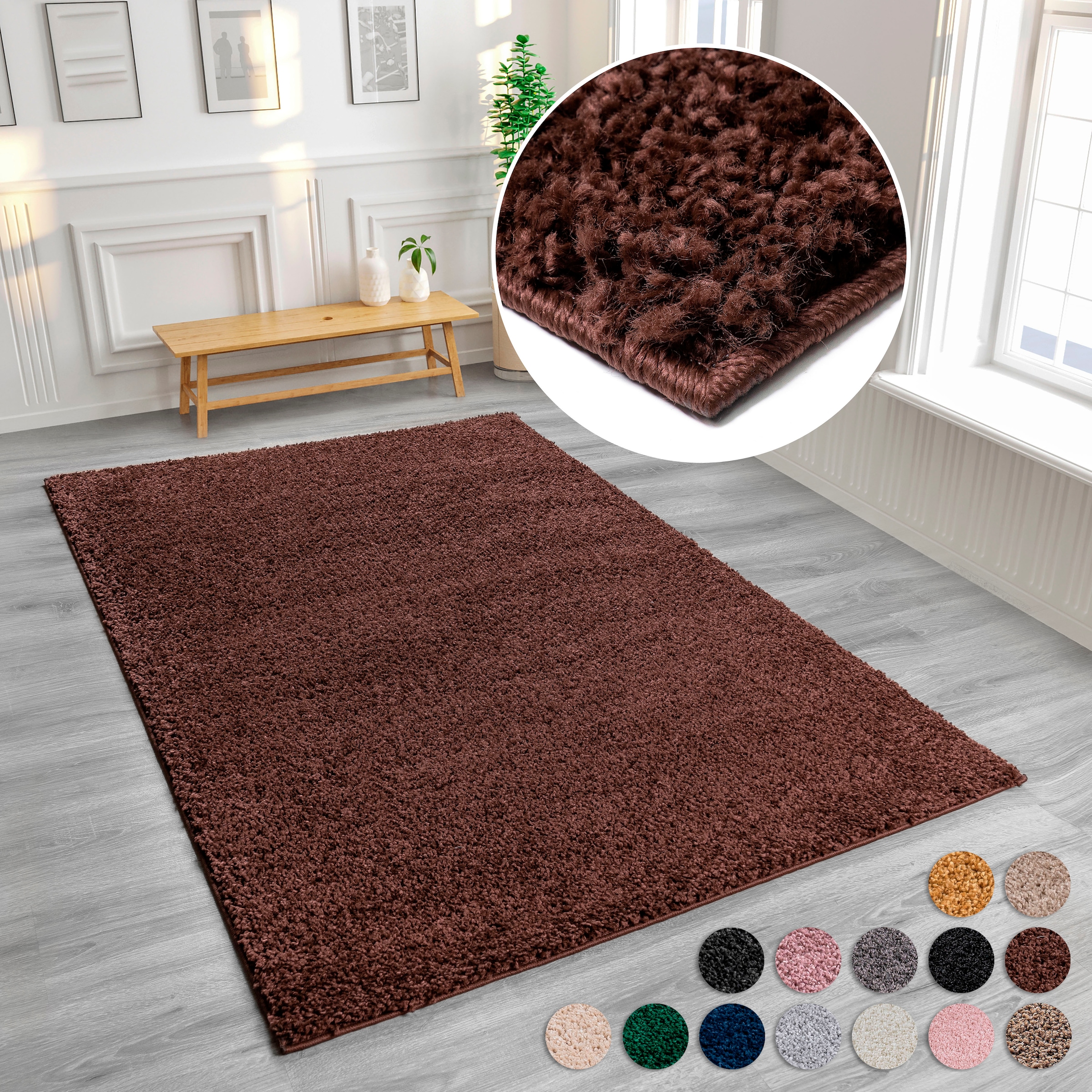 Home affaire Hochflor-Teppich »Viva«, rechteckig, 45 mm Höhe, Uni Farben, einfarbig, besonders weich und kuschelig