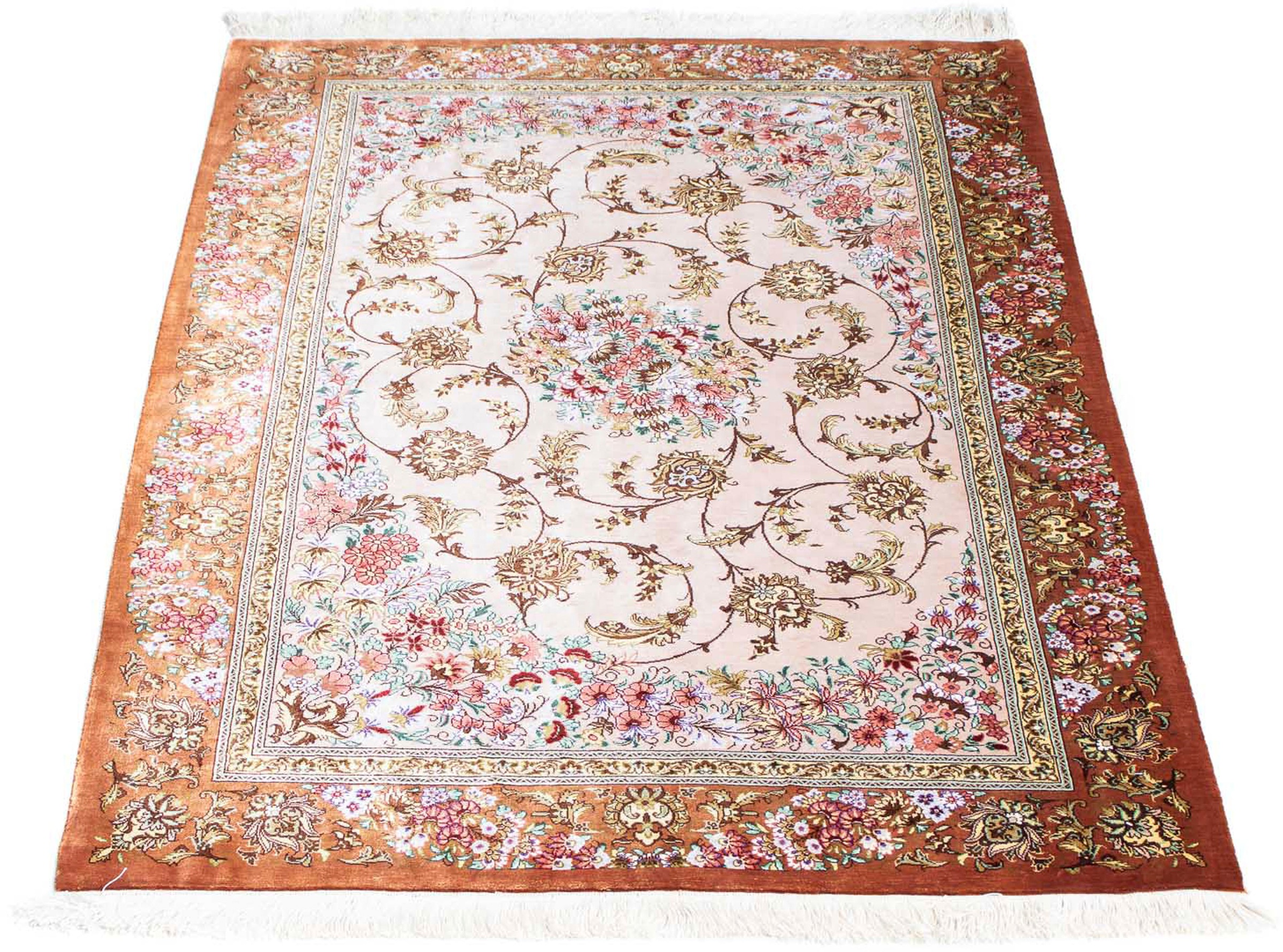 Image of morgenland Orientteppich »Perser - Ghom - 123 x 80 cm - beige«, rechteckig, 10 mm Höhe, Wohnzimmer, Handgeknüpft, Einzelstück mit Zertifikat bei Ackermann Versand Schweiz