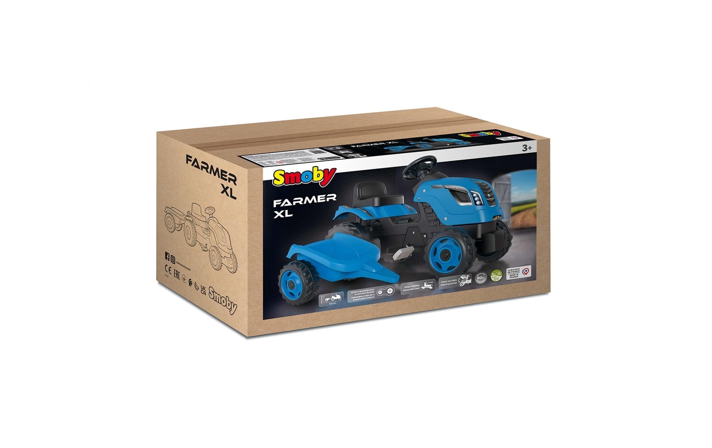 Smoby Trettraktor »Farmer XL mit Anhänger Blau«