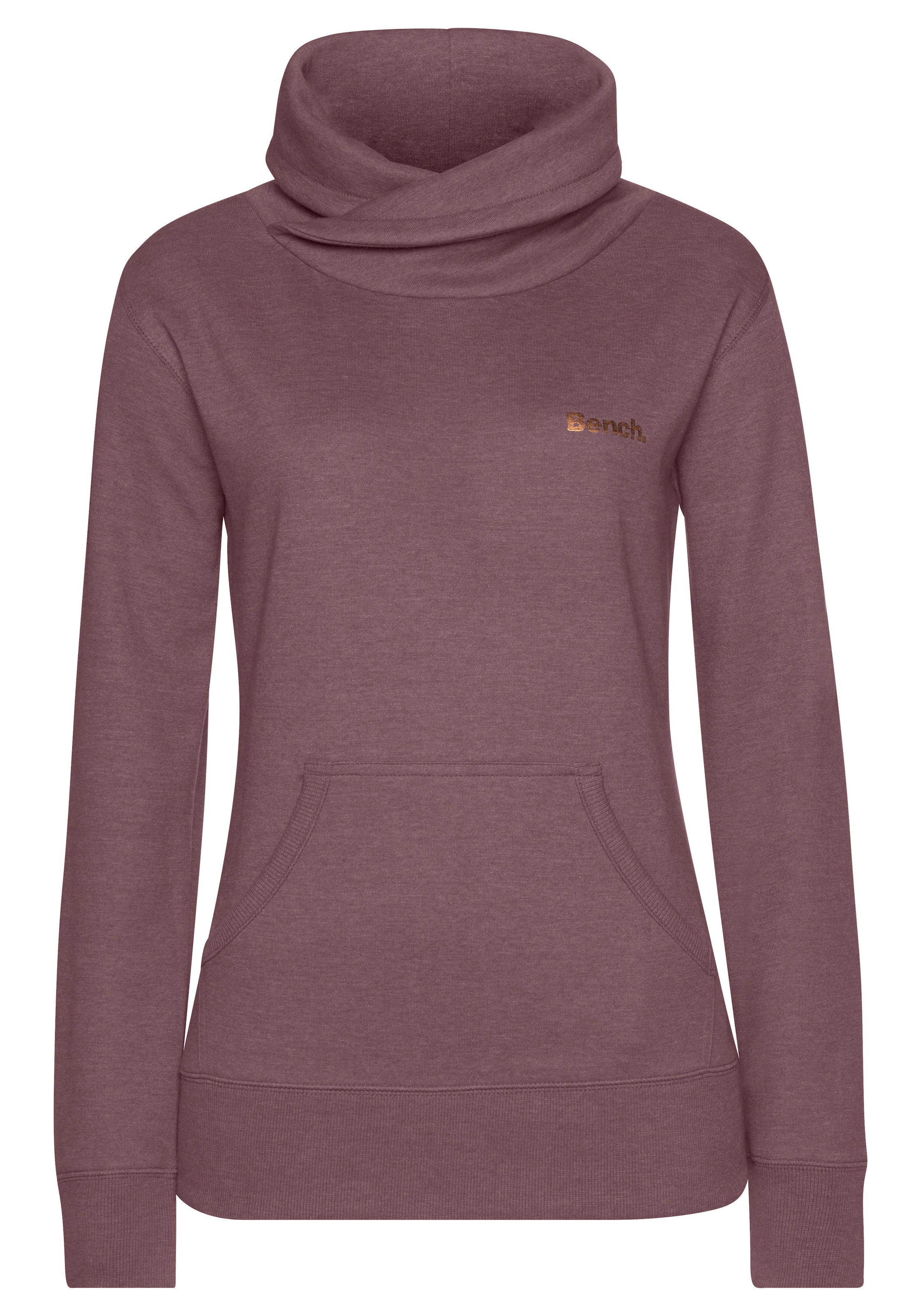Bench. Loungewear Sweat-shirt long mit Stehkragen in Layeroptik und Kängurutasche, Loungewear