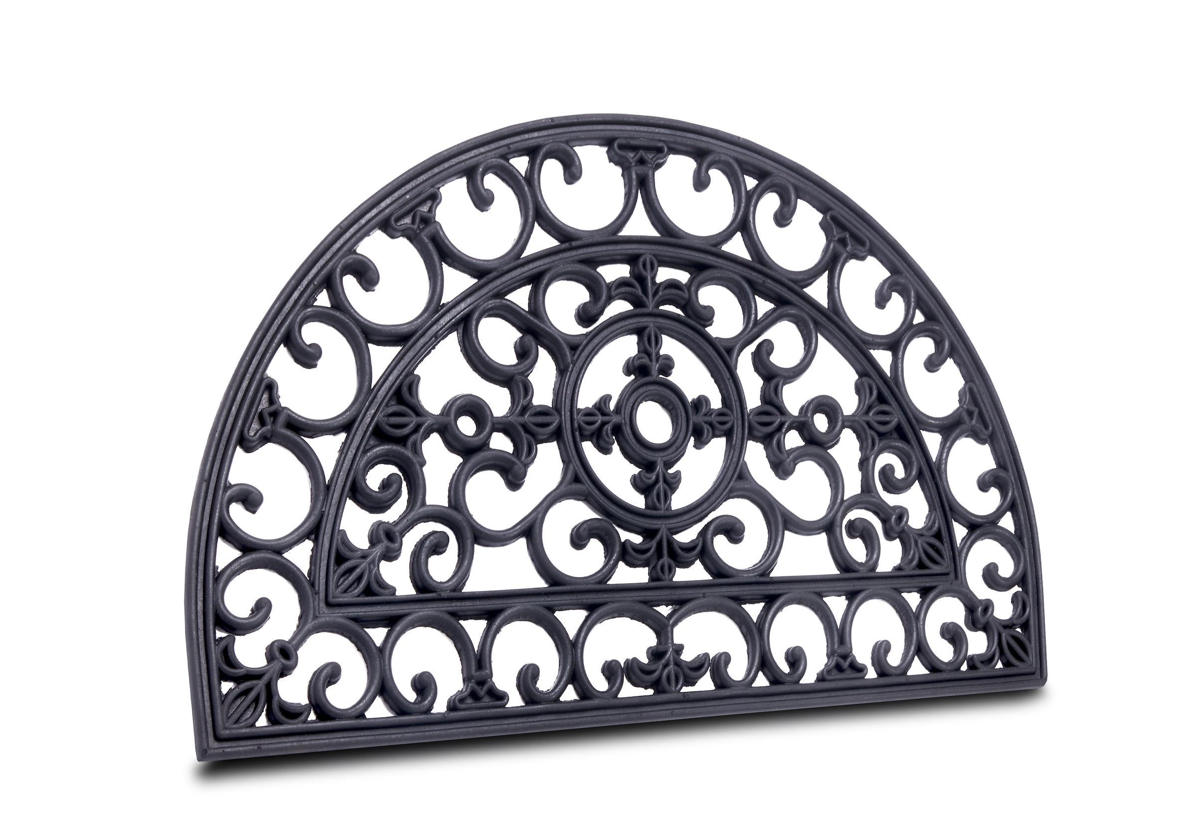Image of HANSE Home Fussmatte "Mix Mats Gusseisen-Optik Gummi Fleur, Türmatte" halbrund 8 mm Höhe Strapazierfähig, pflegeleicht, robust, wetterfest, UV-beständig