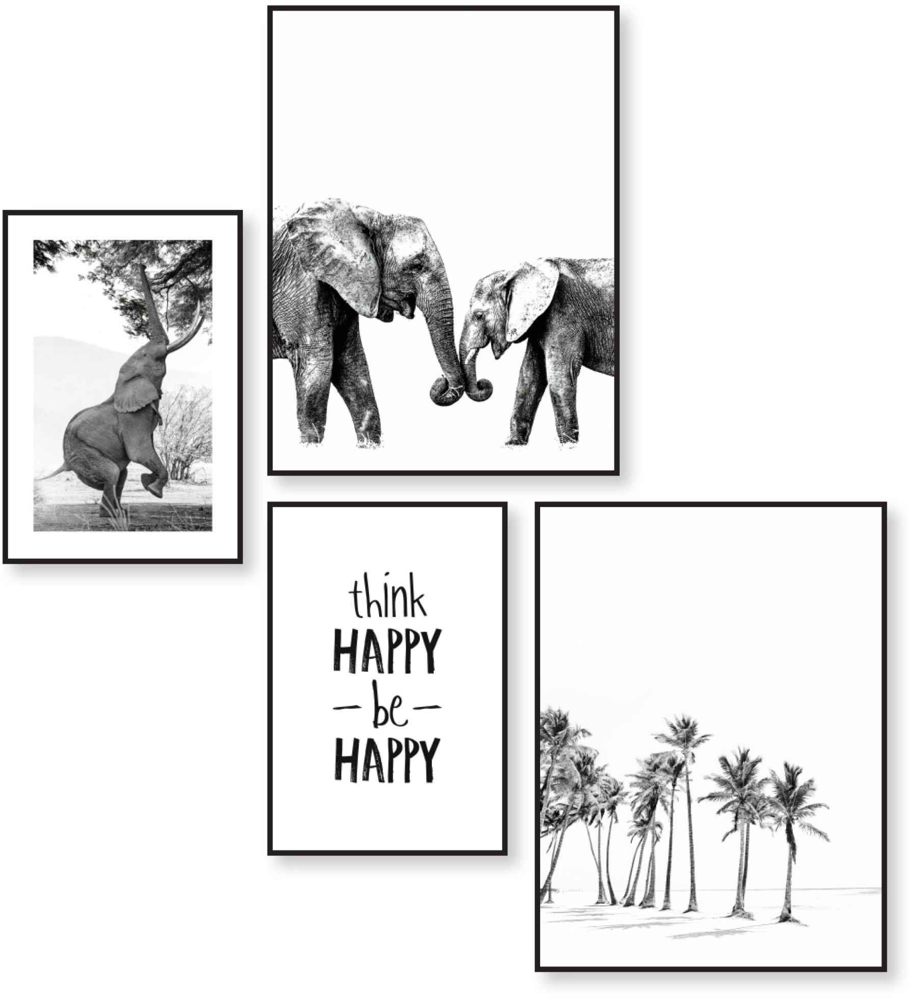 Image of Reinders! Wandbild »Happy Froh - Strand - Elefant - Palme«, (4 St.) bei Ackermann Versand Schweiz