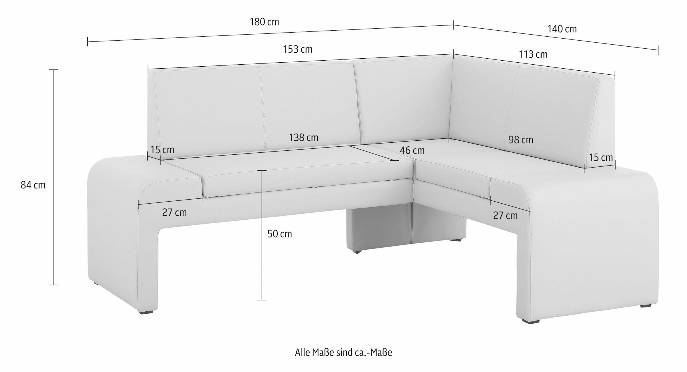 Home affaire Banc d'angle »Bologna« in 2 Grössen (langer Schenkel 180 oder 200 cm), verschiedene Qualitäten