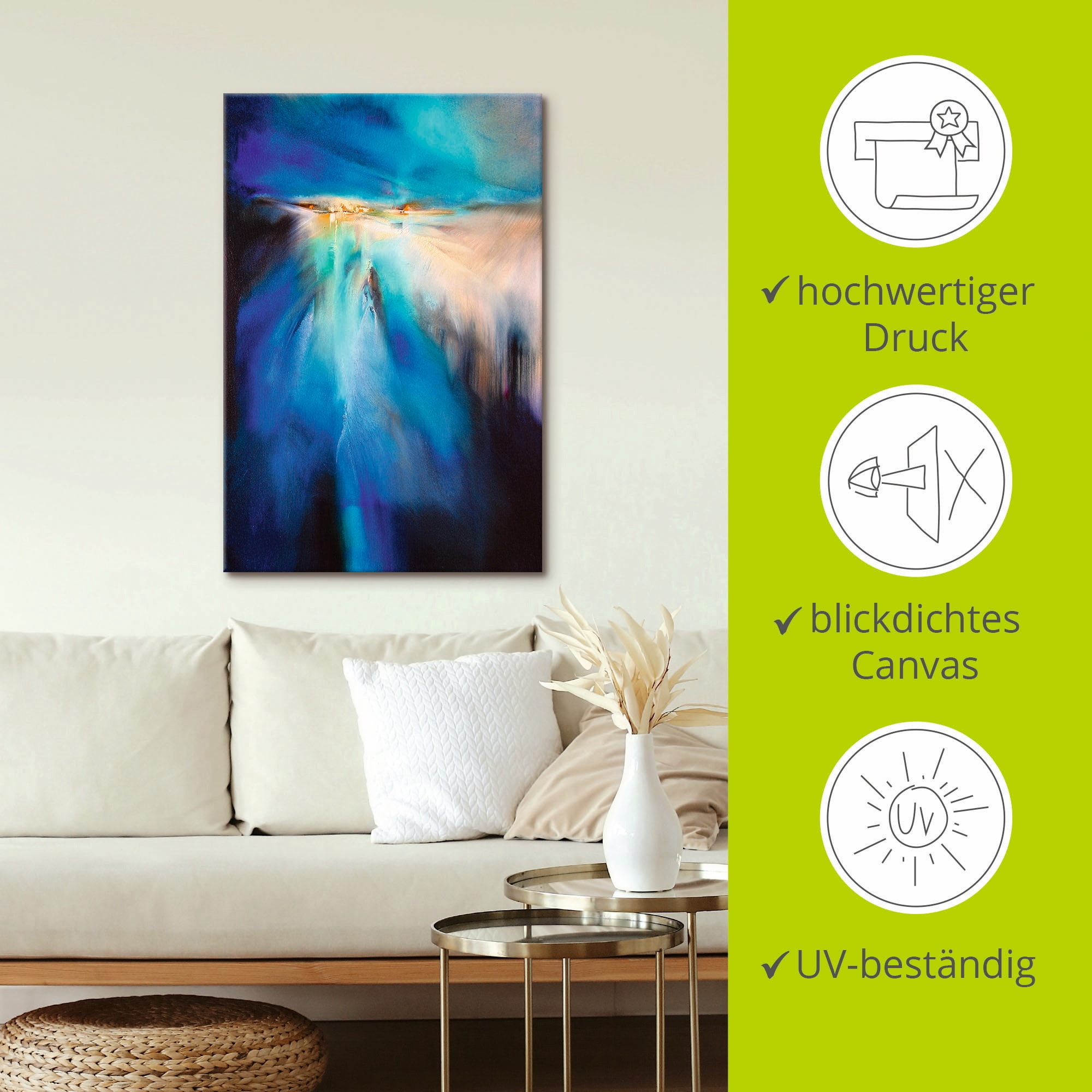 Artland Leinwandbild »Winterabend II« Gegenstandslos 1 Stk. tlg. auf Holzrahmen gespannt