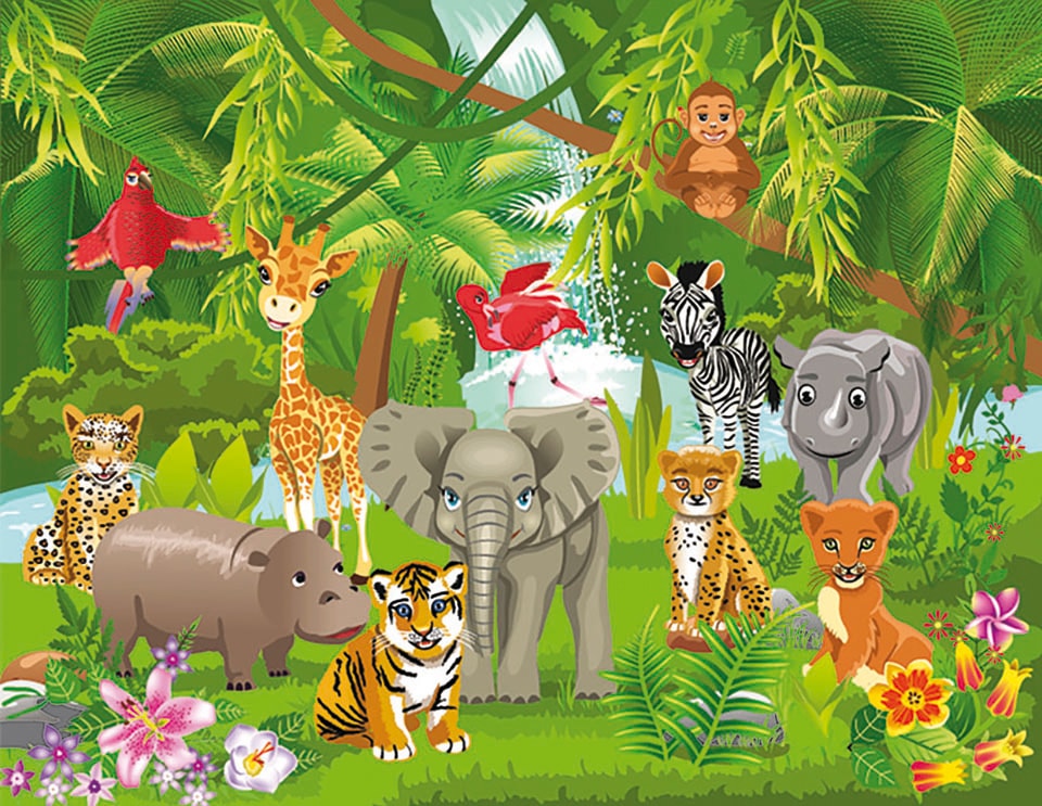 Image of Papermoon Fototapete "Kids Jungle Animals" glatt