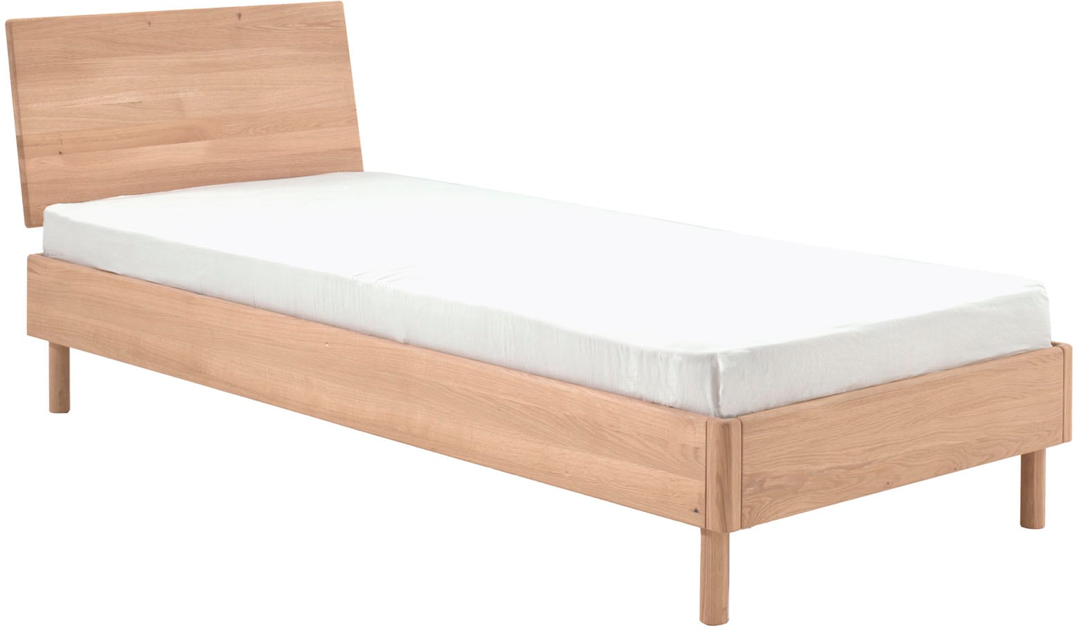 Image of Vipack Einzelbett "Forrest, mit oder ohne Polsterkopfteil, in modernem Design" Liegefläche 90x200 cm inkl. Massivholz Rolllattenrost, wahlweise in Buche oder Eiche massiv, Lieferung ohne Matratze