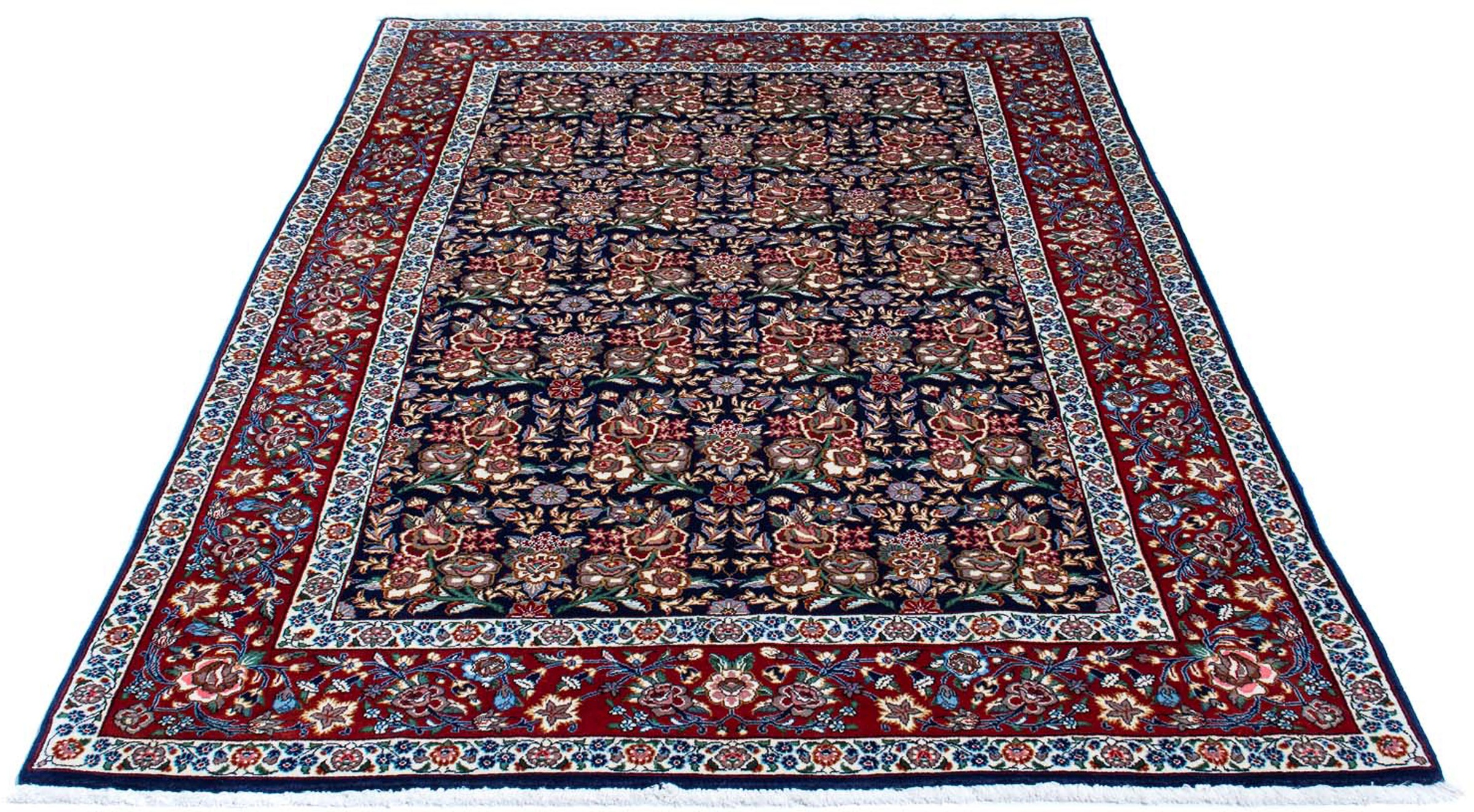 Image of morgenland Orientteppich »Perser - Ghom - 204 x 133 cm - dunkelblau«, rechteckig, 10 mm Höhe, Wohnzimmer, Handgeknüpft, Einzelstück mit Zertifikat bei Ackermann Versand Schweiz